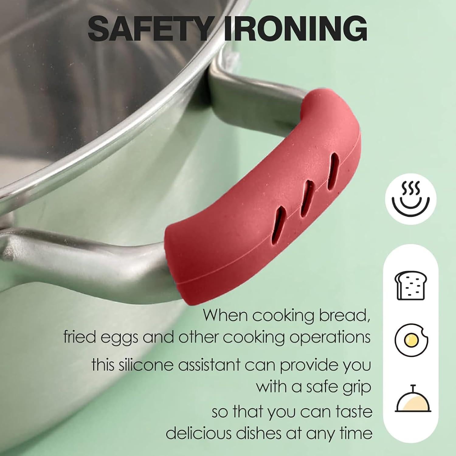 6 Cubiertas de Mango de Olla de Silicona UAIAGM - Rojo