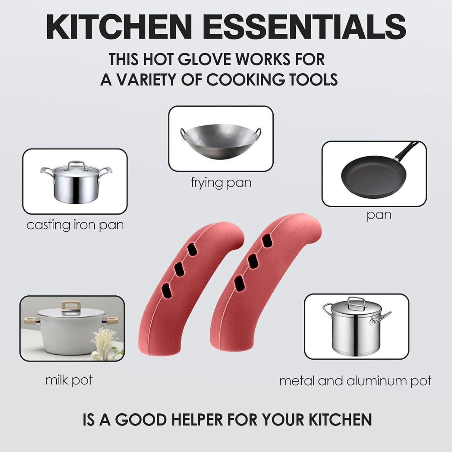 6 Cubiertas de Mango de Olla de Silicona UAIAGM - Rojo