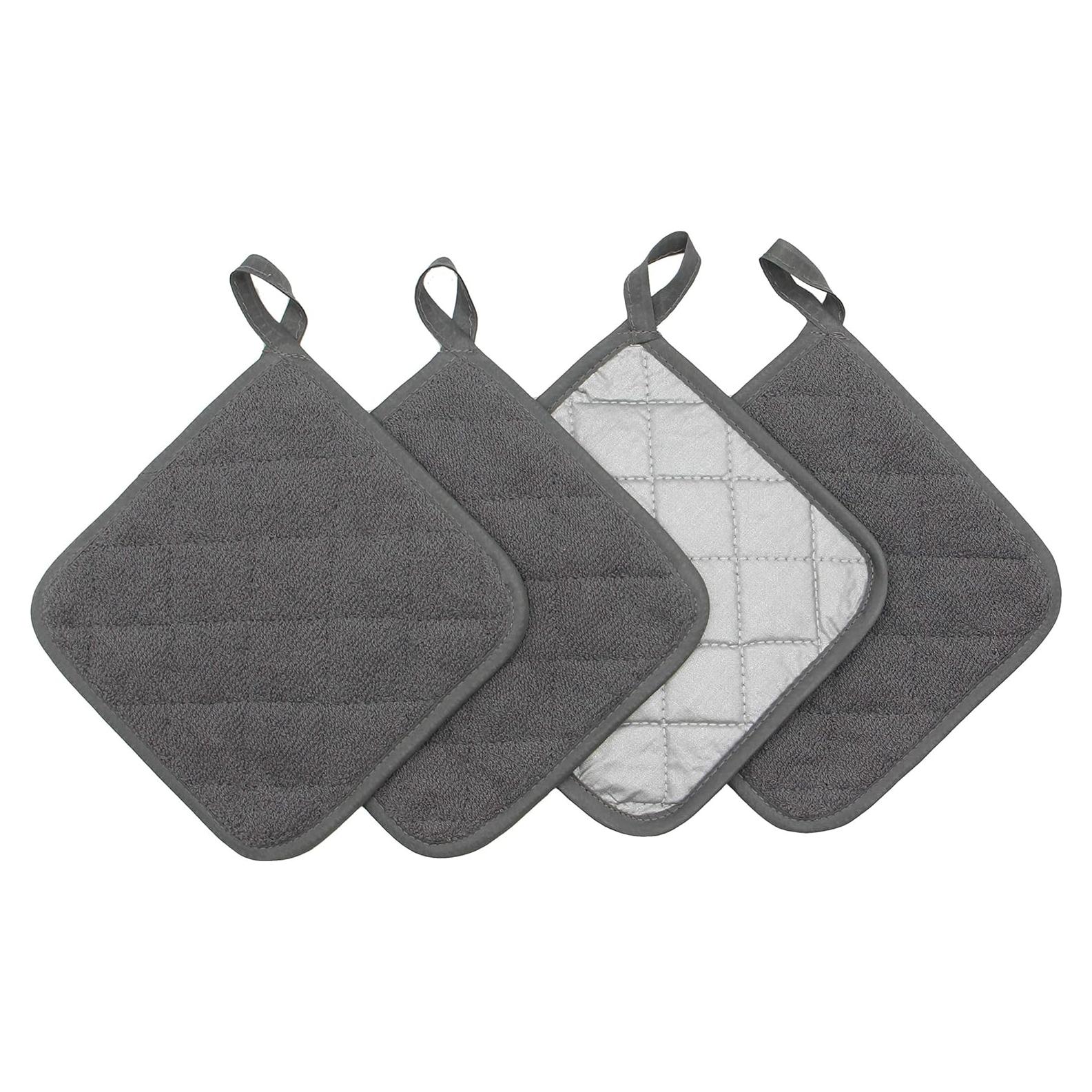Conjunto de 4 Agarradores de Olla GQZLUCK Algodón Gris 17.78cm