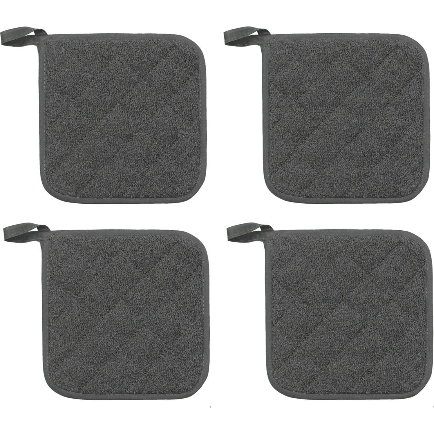 Conjunto de 4 Agarradores de Olla GQZLUCK Algodón Gris 17.78cm