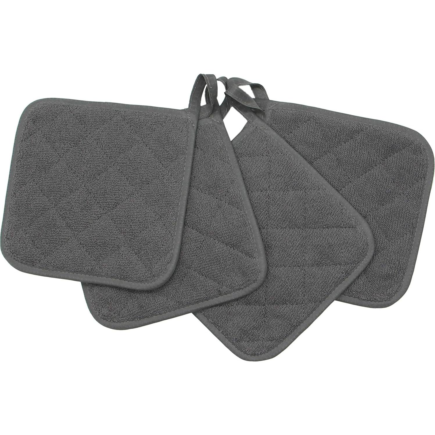 Conjunto de 4 Agarradores de Olla GQZLUCK Algodón Gris 17.78cm