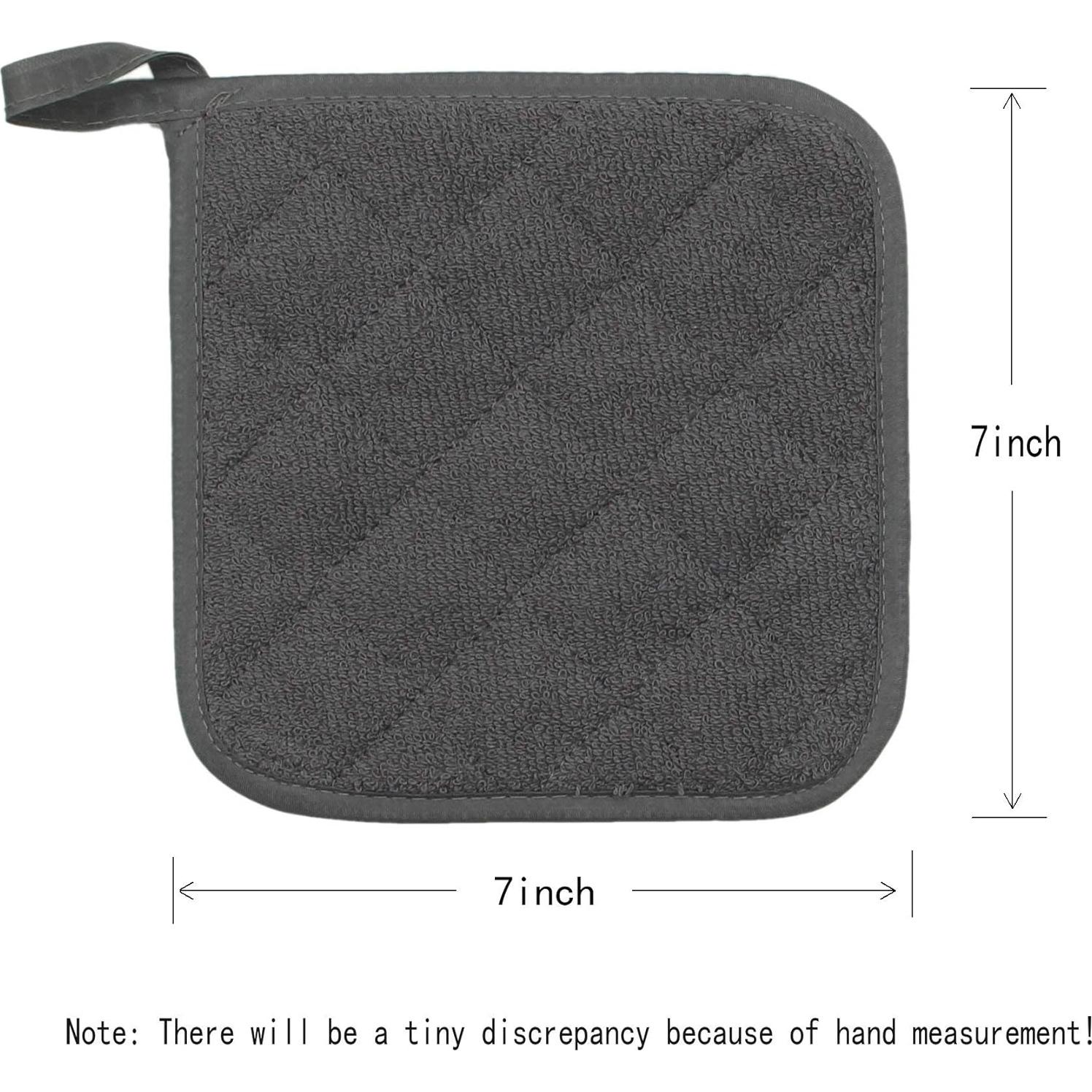 Conjunto de 4 Agarradores de Olla GQZLUCK Algodón Gris 17.78cm