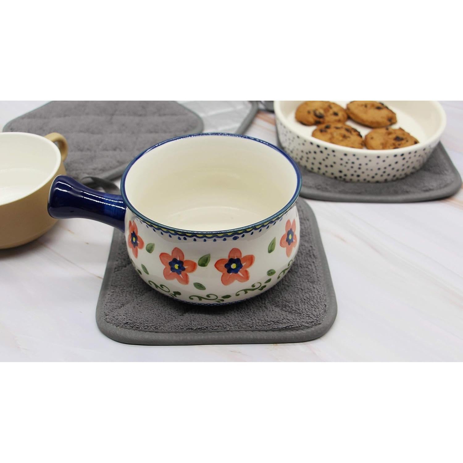 Conjunto de 4 Agarradores de Olla GQZLUCK Algodón Gris 17.78cm