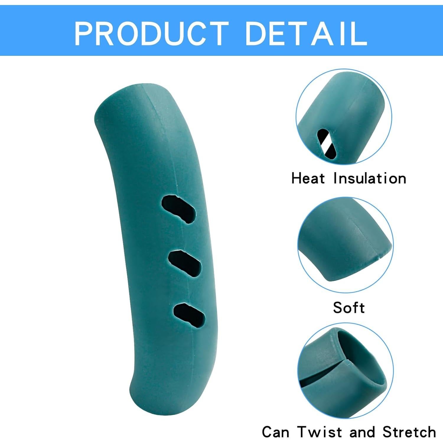 6 Cubiertas de Mango de Silicona Verde Cionyce 7.5 cm Aislamiento Térmico