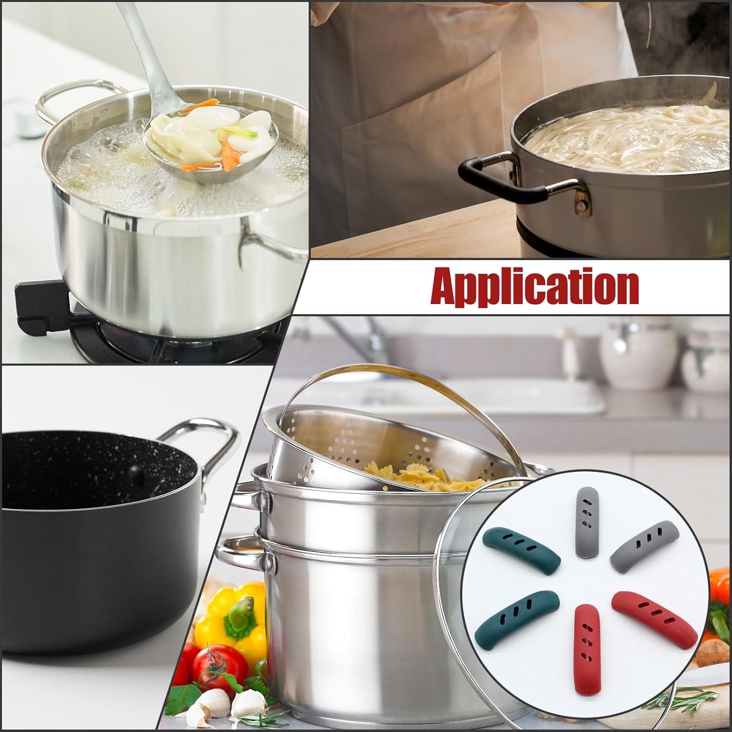 6 Cubiertas de Mango de Silicona Verde Cionyce 7.5 cm Aislamiento Térmico