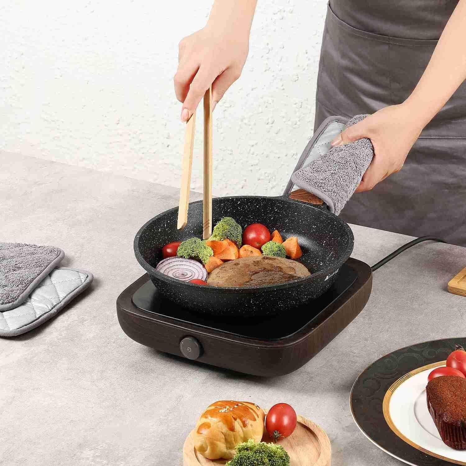 Soporte de Olla de Algodón VEIKERY 7x7 cm Juego de 3 Gris