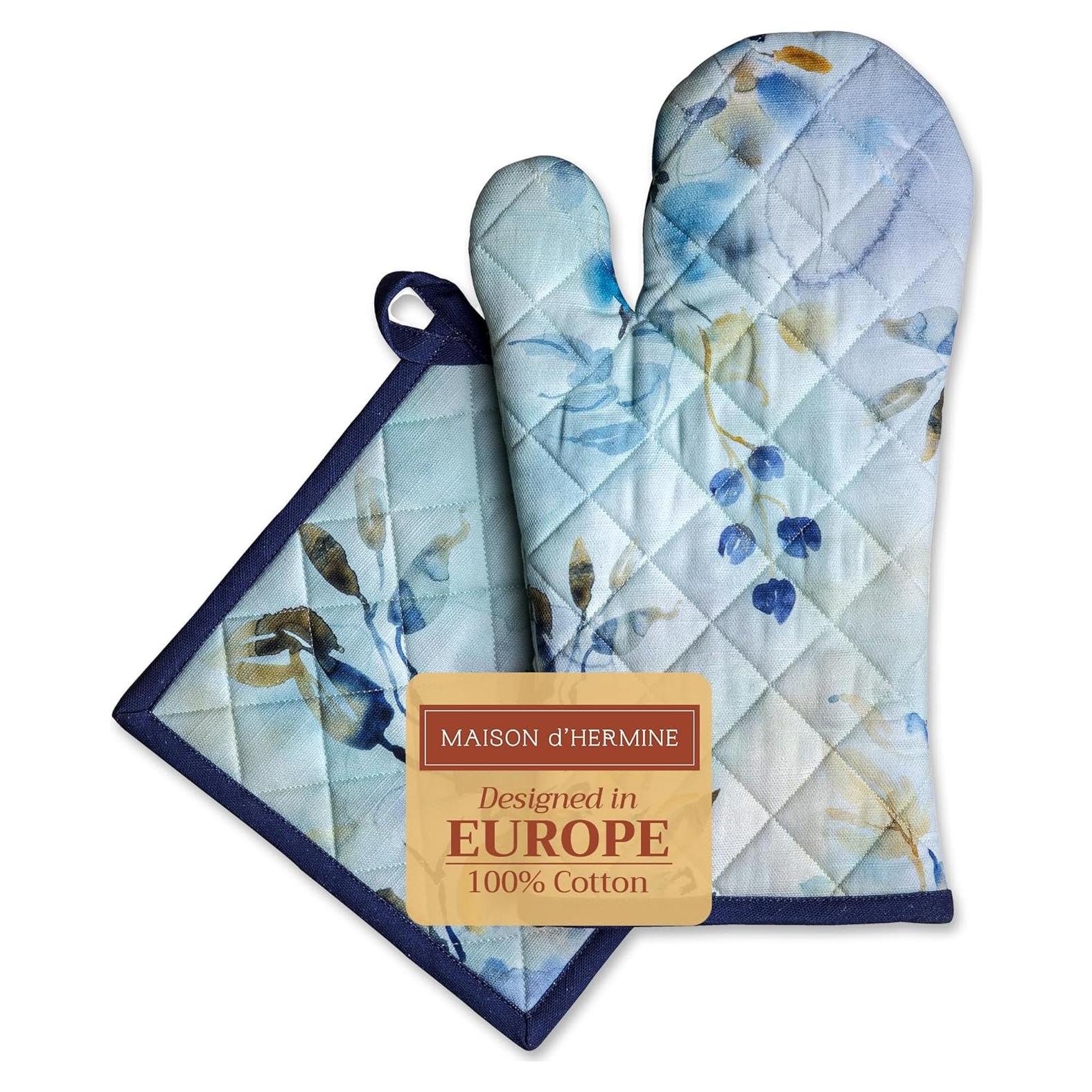 Juego de Manoplas de Horno y Soporte Maison d' Hermine 100% Algodón