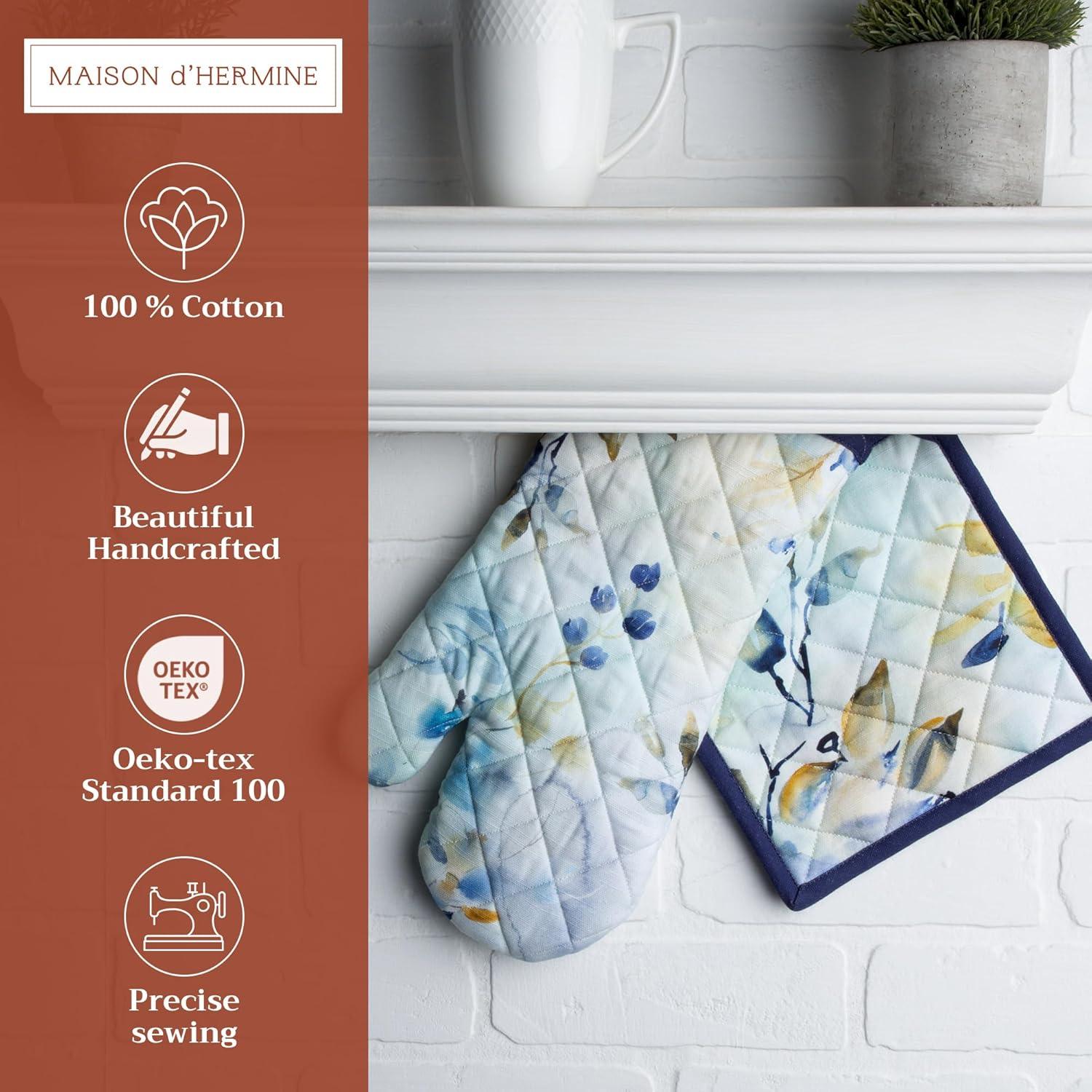 Juego de Manoplas de Horno y Soporte Maison d' Hermine 100% Algodón