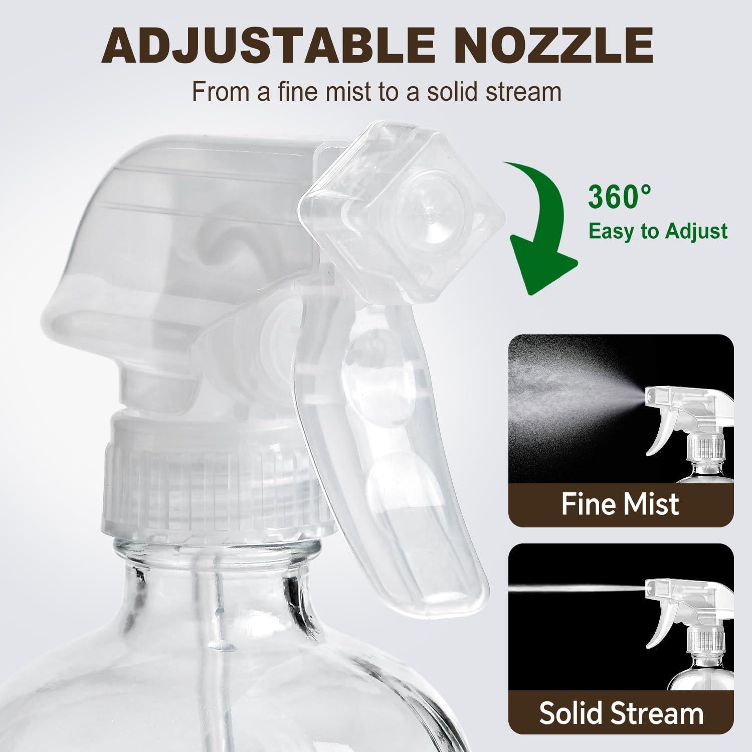 Botellas de Spray de Vidrio Bealee 2 Pzs 480 ml Verde y Gris