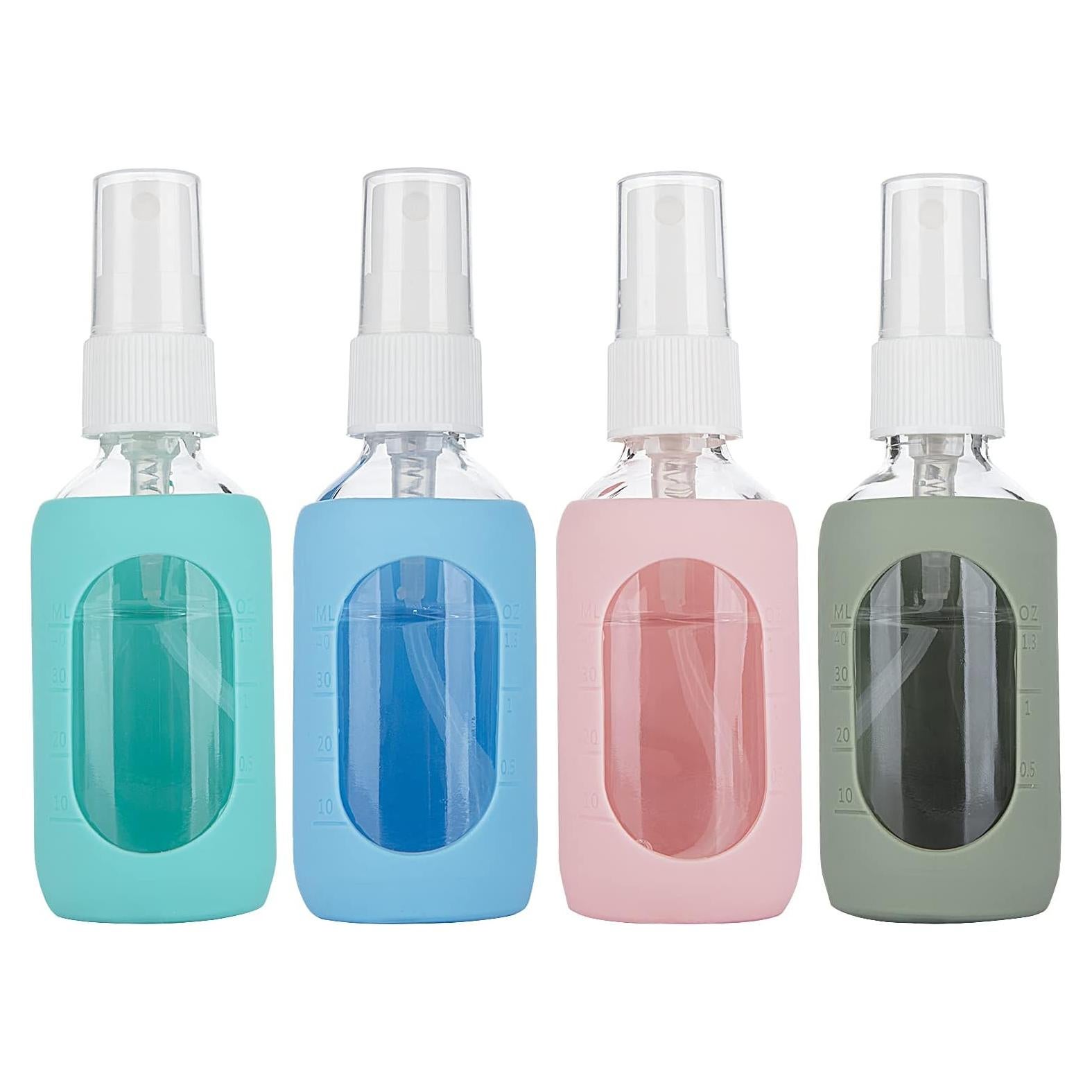 Botellas de Spray de Vidrio HOMBYS 50ml - Paquete de 4 con Manga de Silicona