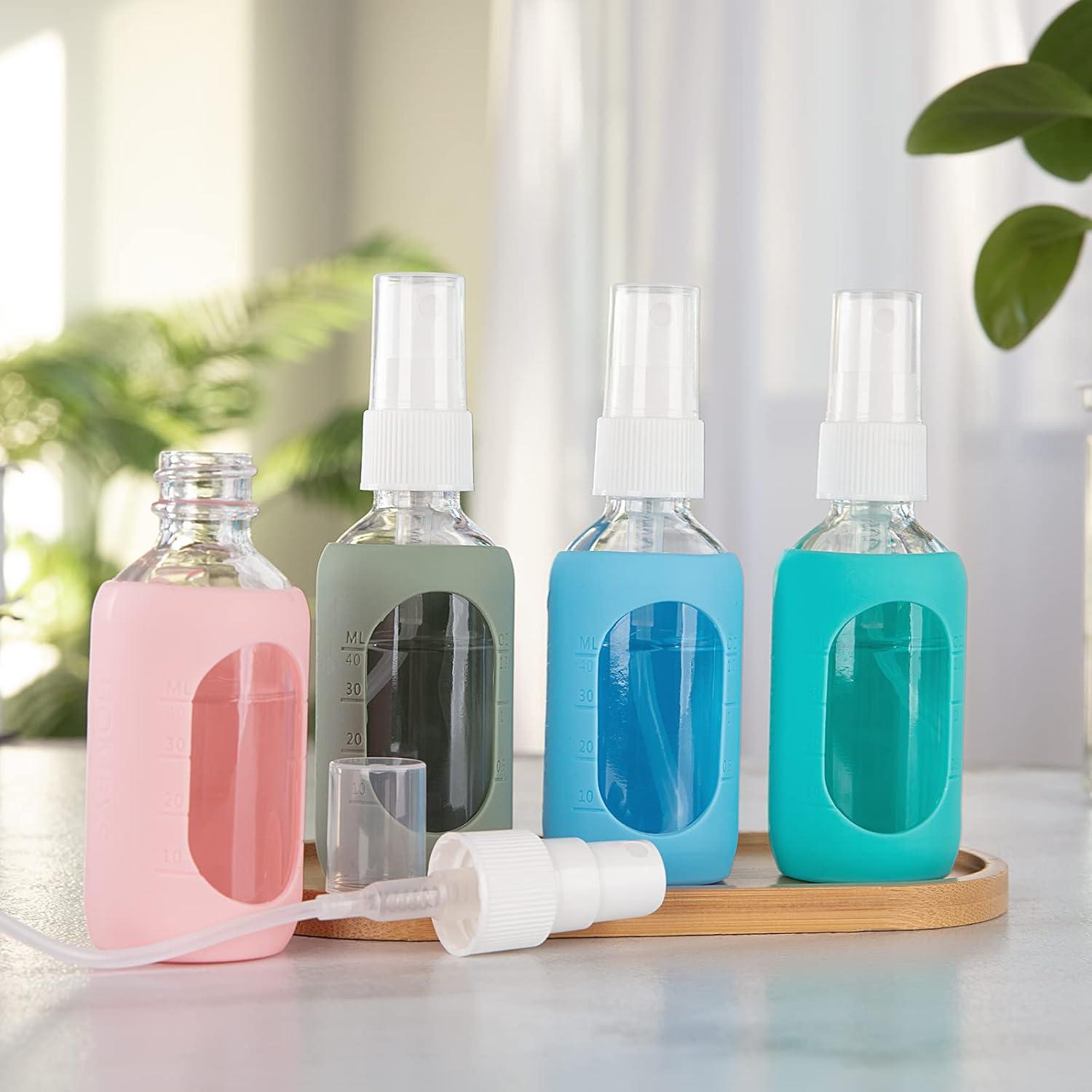Botellas de Spray de Vidrio HOMBYS 50ml - Paquete de 4 con Manga de Silicona