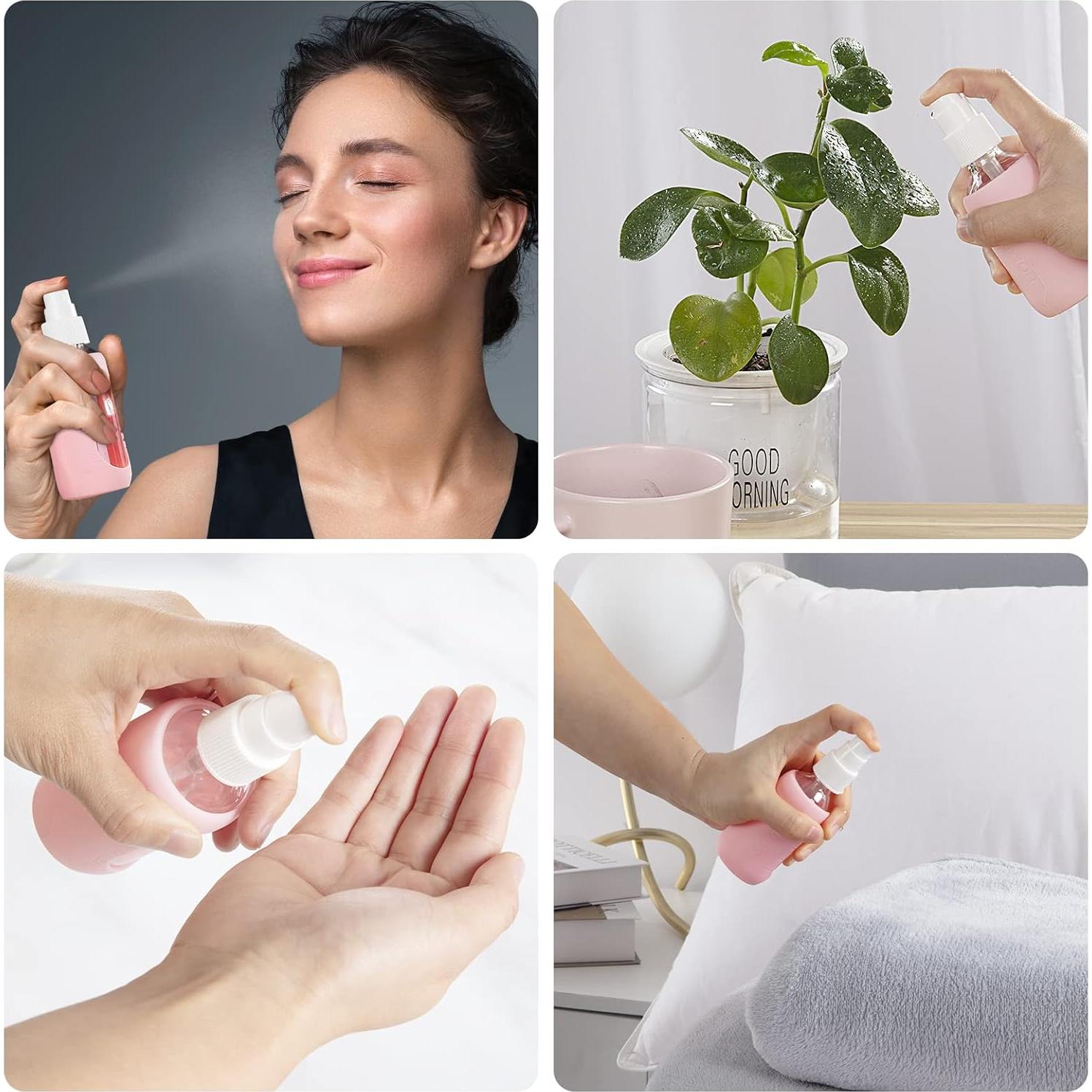 Botellas de Spray de Vidrio HOMBYS 50ml - Paquete de 4 con Manga de Silicona