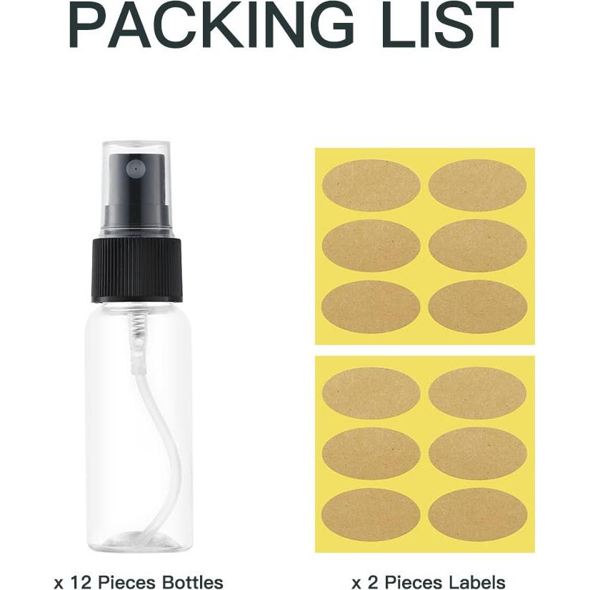 LISAPACK 12 Botellas Spray 30ml Viaje Plástico Transparente