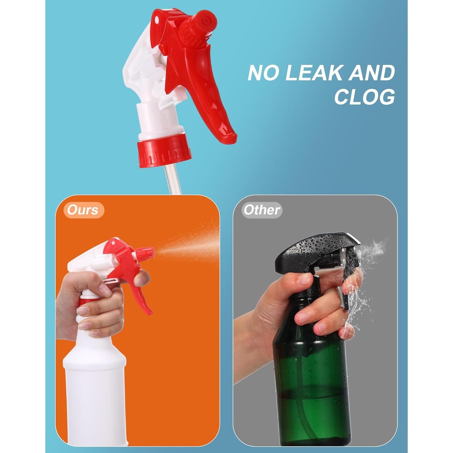 Eccliy 20 Botellas Spray Vacías 500 ml Ajustables Rojo Blanco