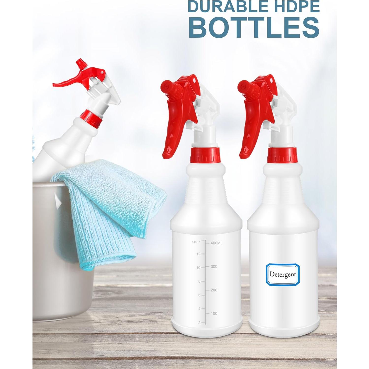 Eccliy 20 Botellas Spray Vacías 500 ml Ajustables Rojo Blanco