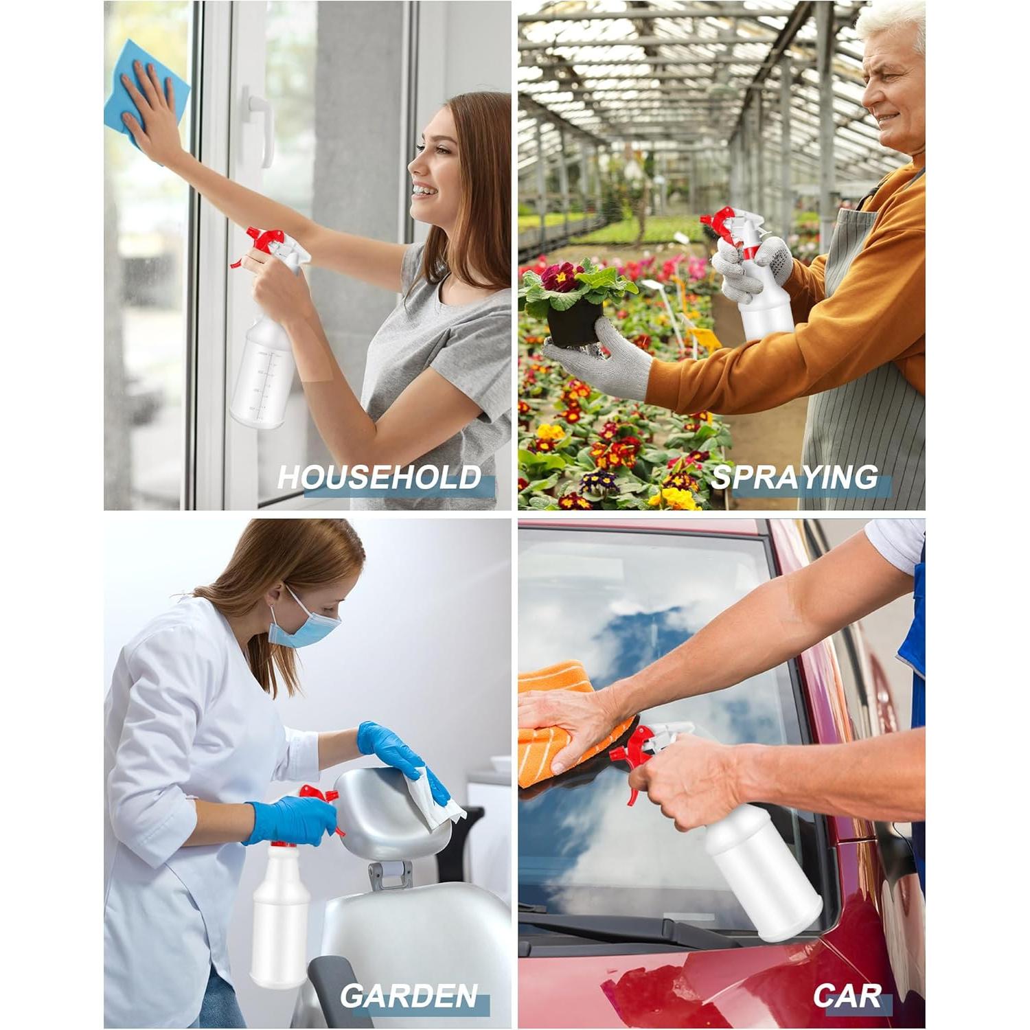 Eccliy 20 Botellas Spray Vacías 500 ml Ajustables Rojo Blanco