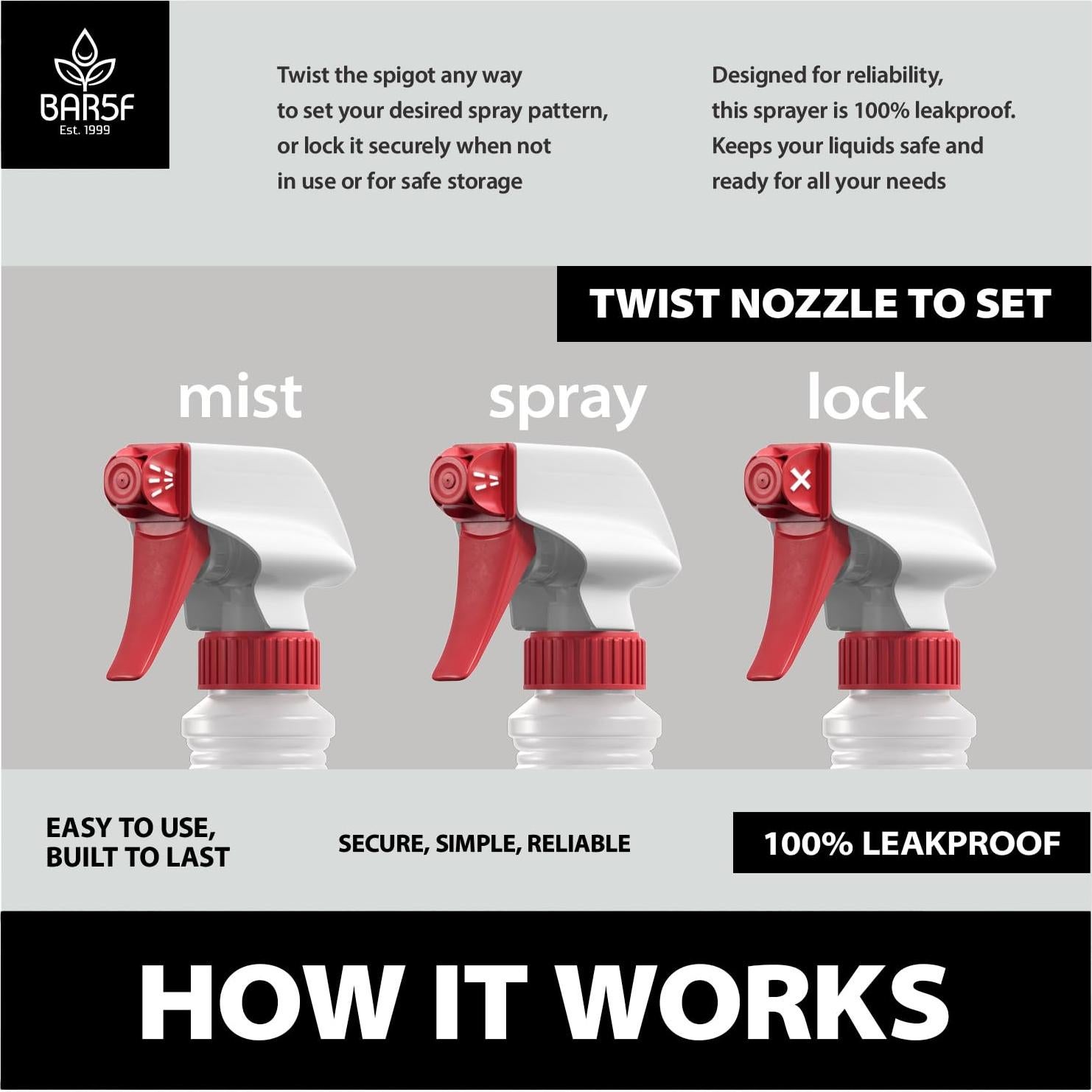 Botellas de Spray Reutilizables Bar5F 473 ml - 6 Paquetes