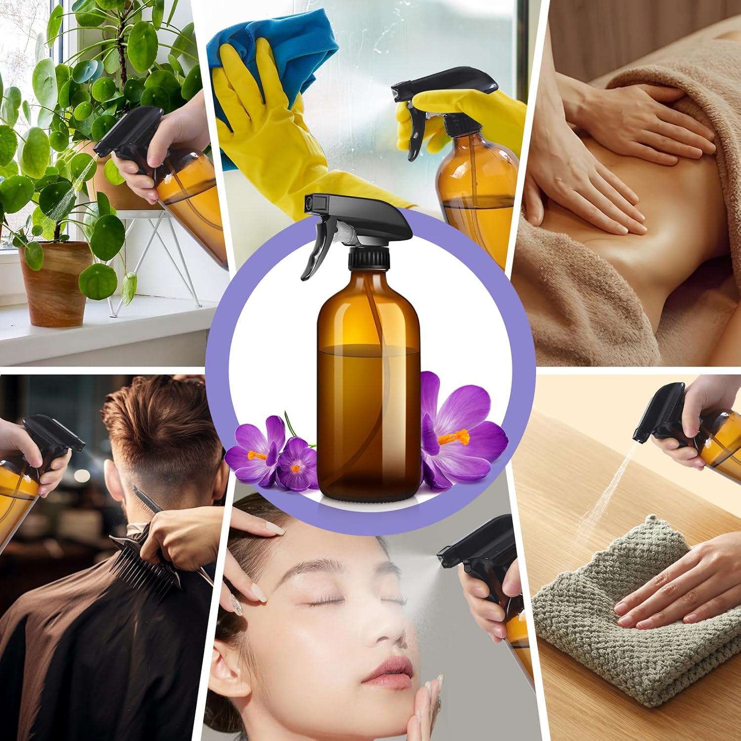 Paquete de 9 Botellas de Spray de Vidrio Ámbar 473ml