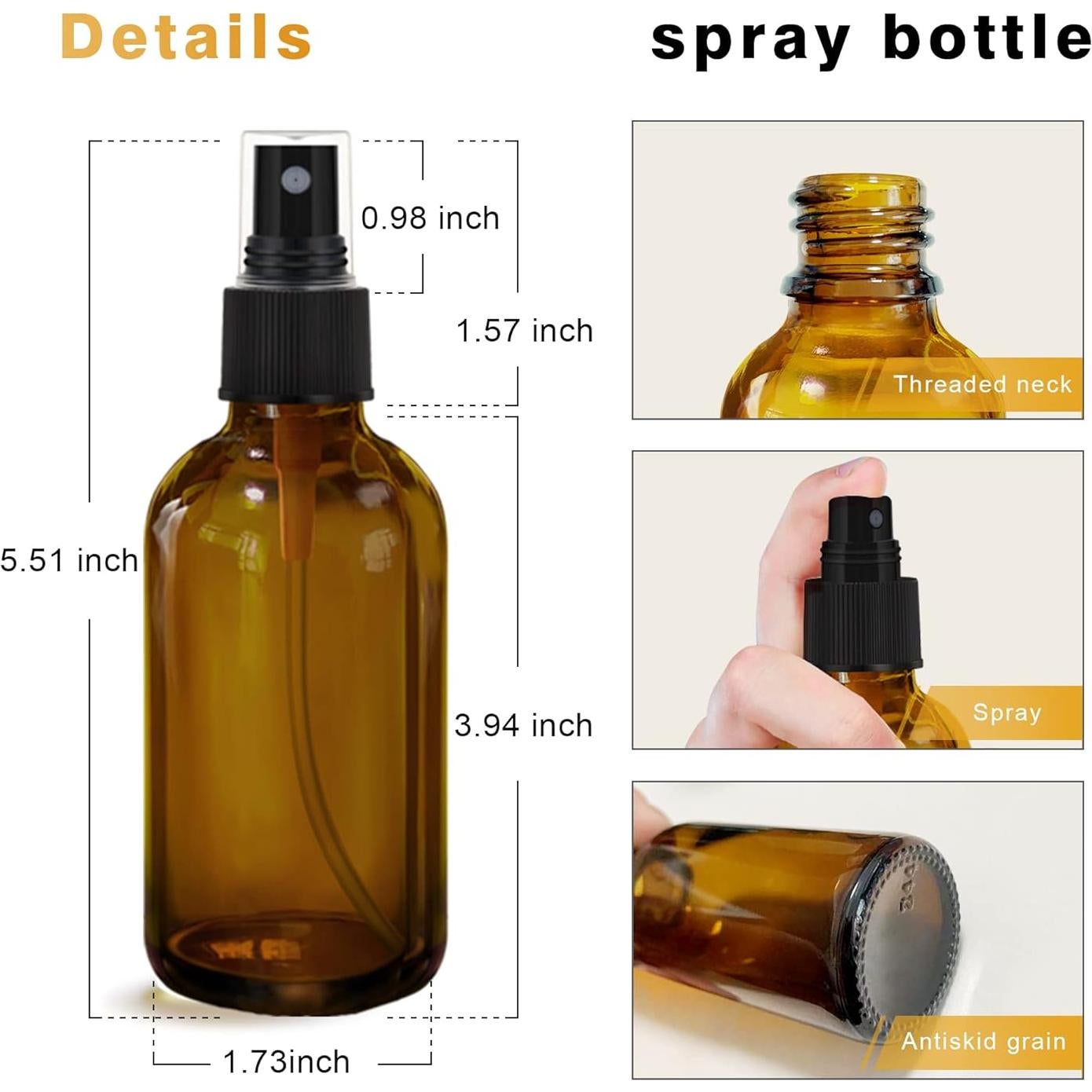 Set de 16 Botellas de Spray Ámbar 118ml Vidrio Recargable