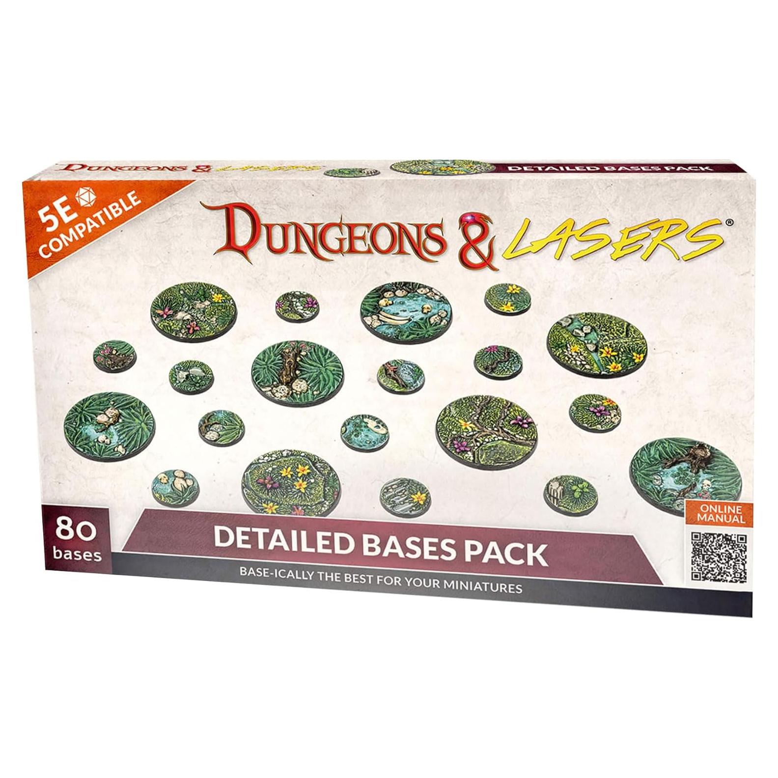 Bases Detalladas Dungeons & Lasers 80 Piezas RPG 25mm 50mm