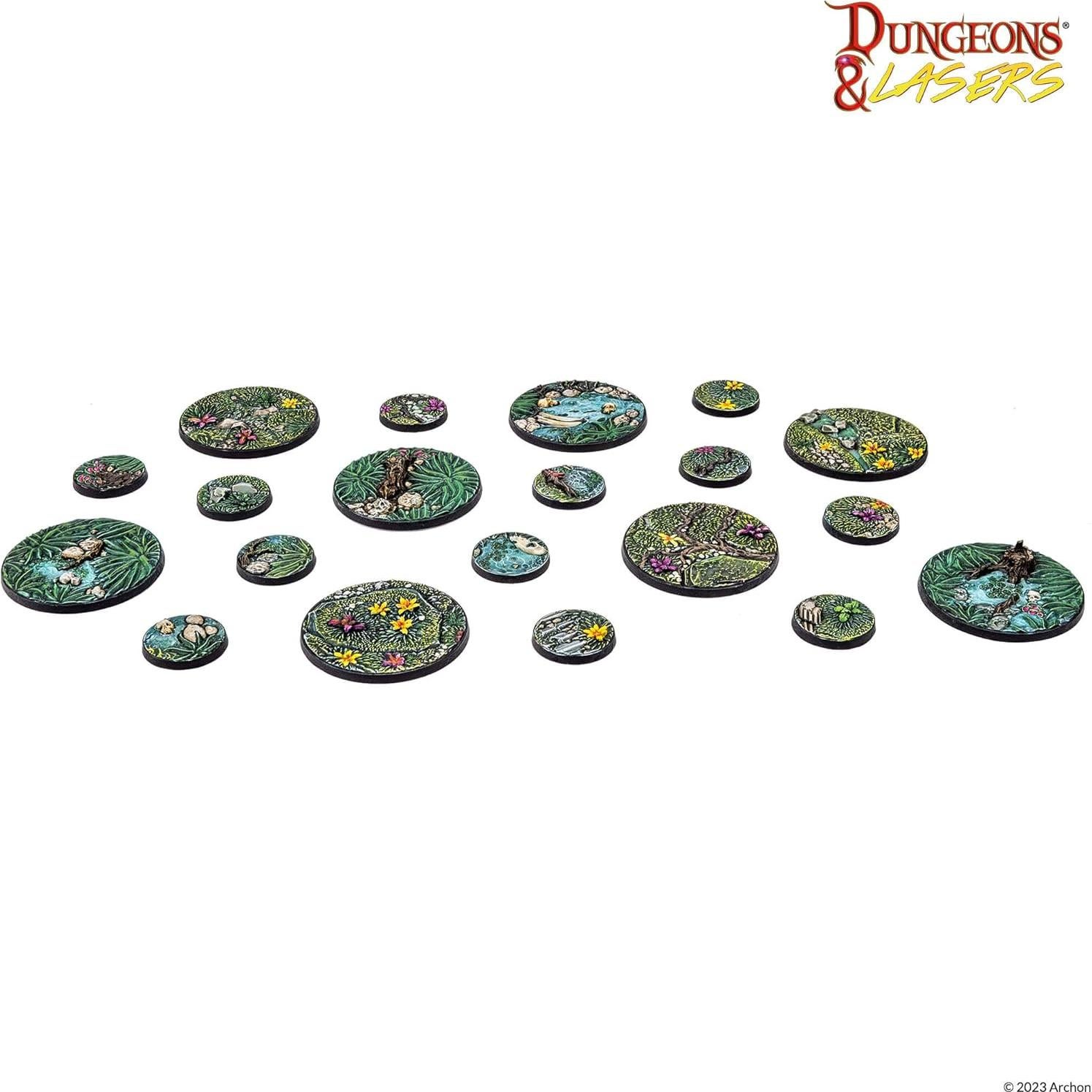 Bases Detalladas Dungeons & Lasers 80 Piezas RPG 25mm 50mm