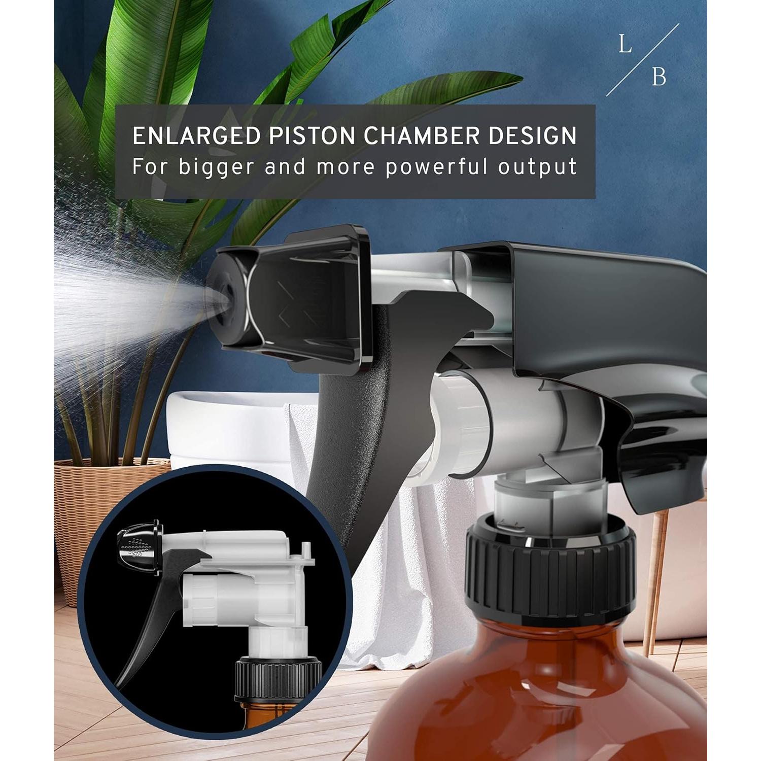 Botellas de Spray de Vidrio Ámbar LiBa 2 Pack 0.47L Reutilizables