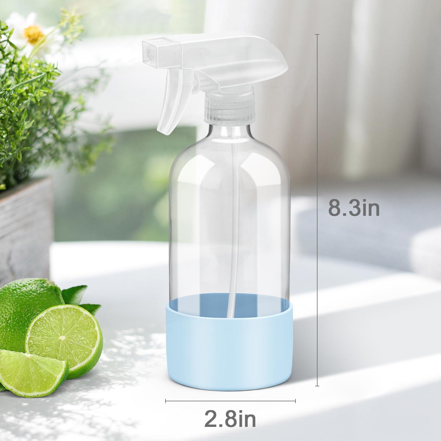 Botellas de Spray de Vidrio 16 oz Azul con Manga de Silicona