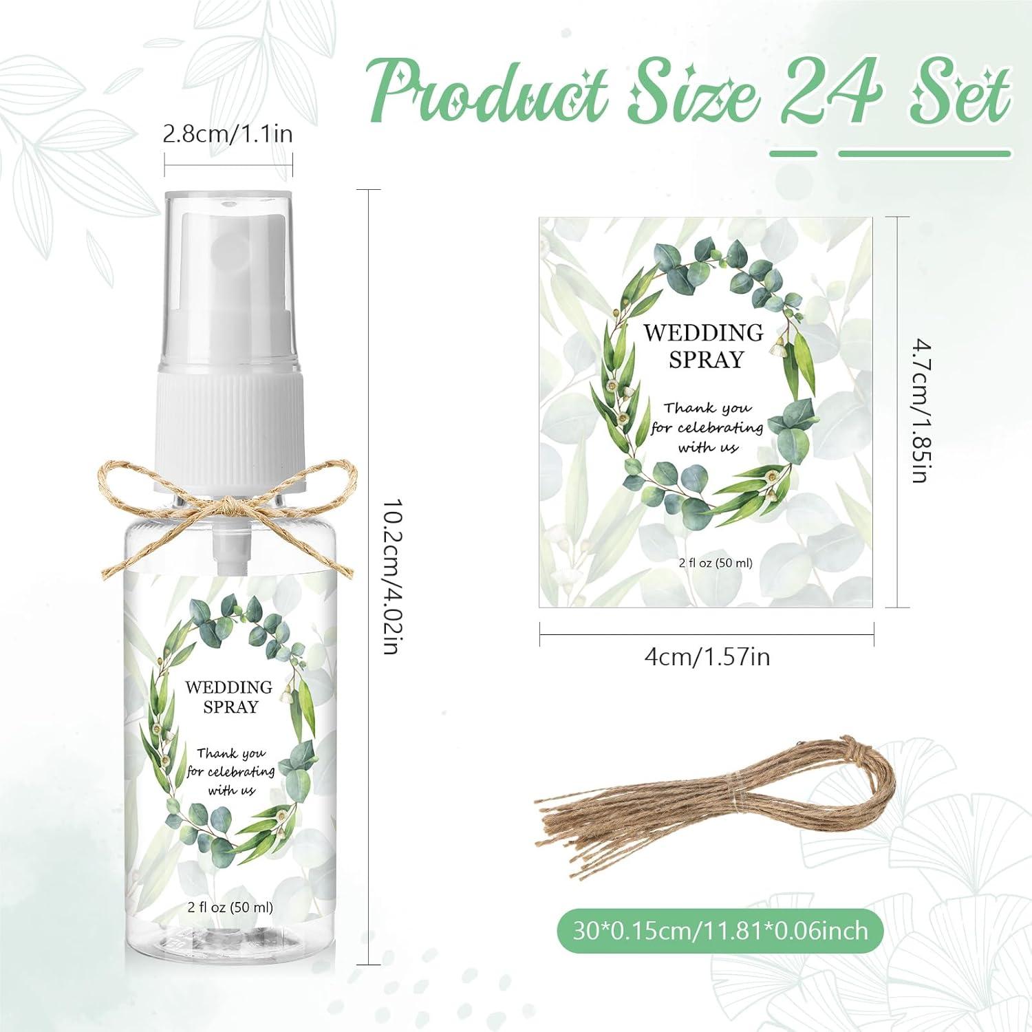 Vesici 24 Mini Botellas Spray 2 oz para Boda con Etiquetas