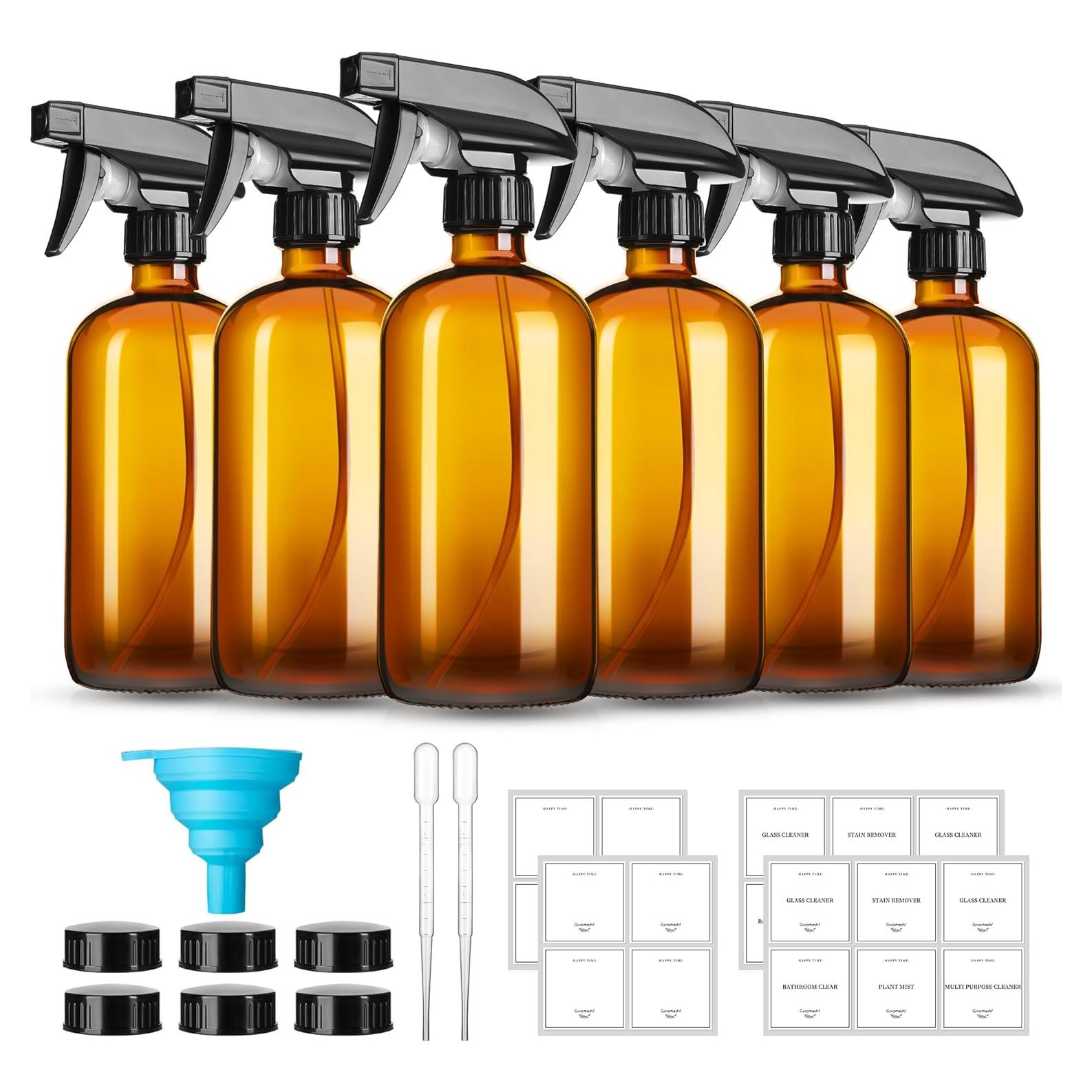 Botellas de Spray de Vidrio Ámbar 16oz GIVAMEIHF - Paquete de 6