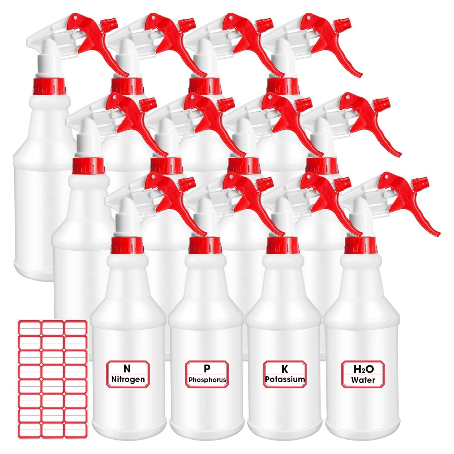 Gerrii 12 Botellas Spray Plástico 750 ml con Boquilla Ajustable