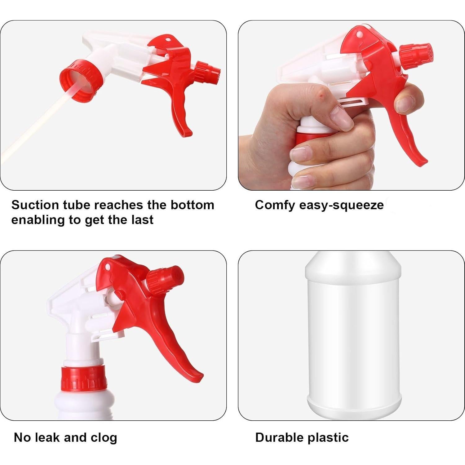 Gerrii 12 Botellas Spray Plástico 750 ml con Boquilla Ajustable