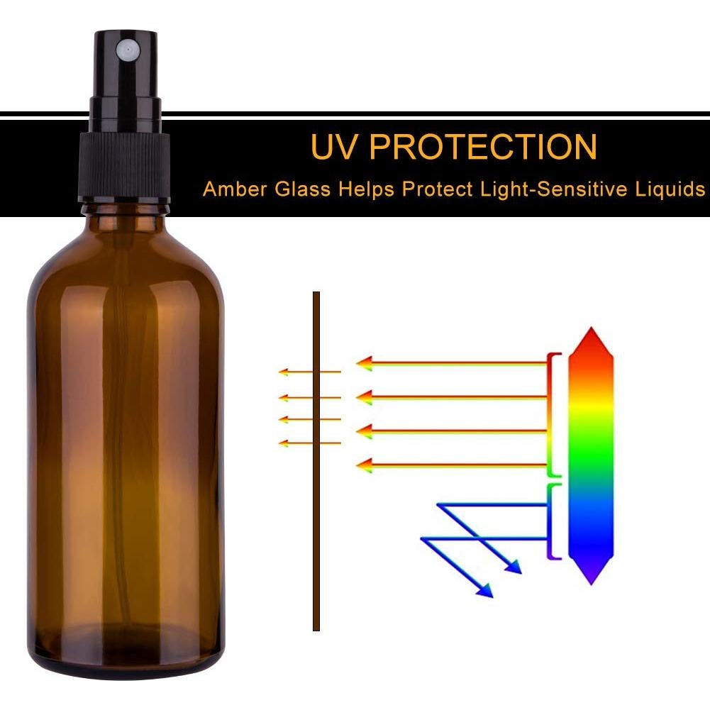 Juego de 4 Botellas de Spray de Vidrio Ámbar 120 ml