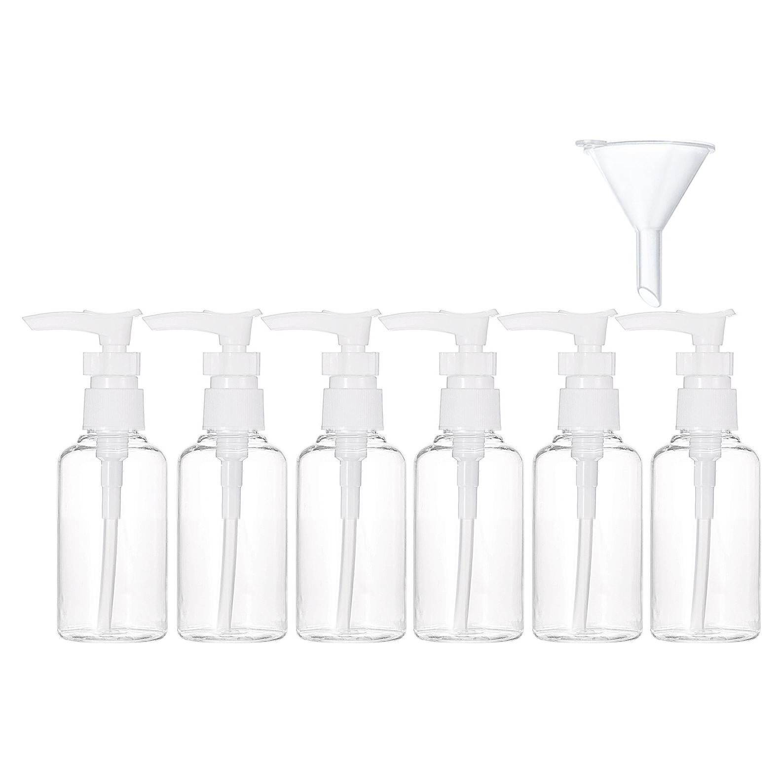 Botellas de Viaje 50 ml TecUnite - 6 Pack Transparentes con Embudo