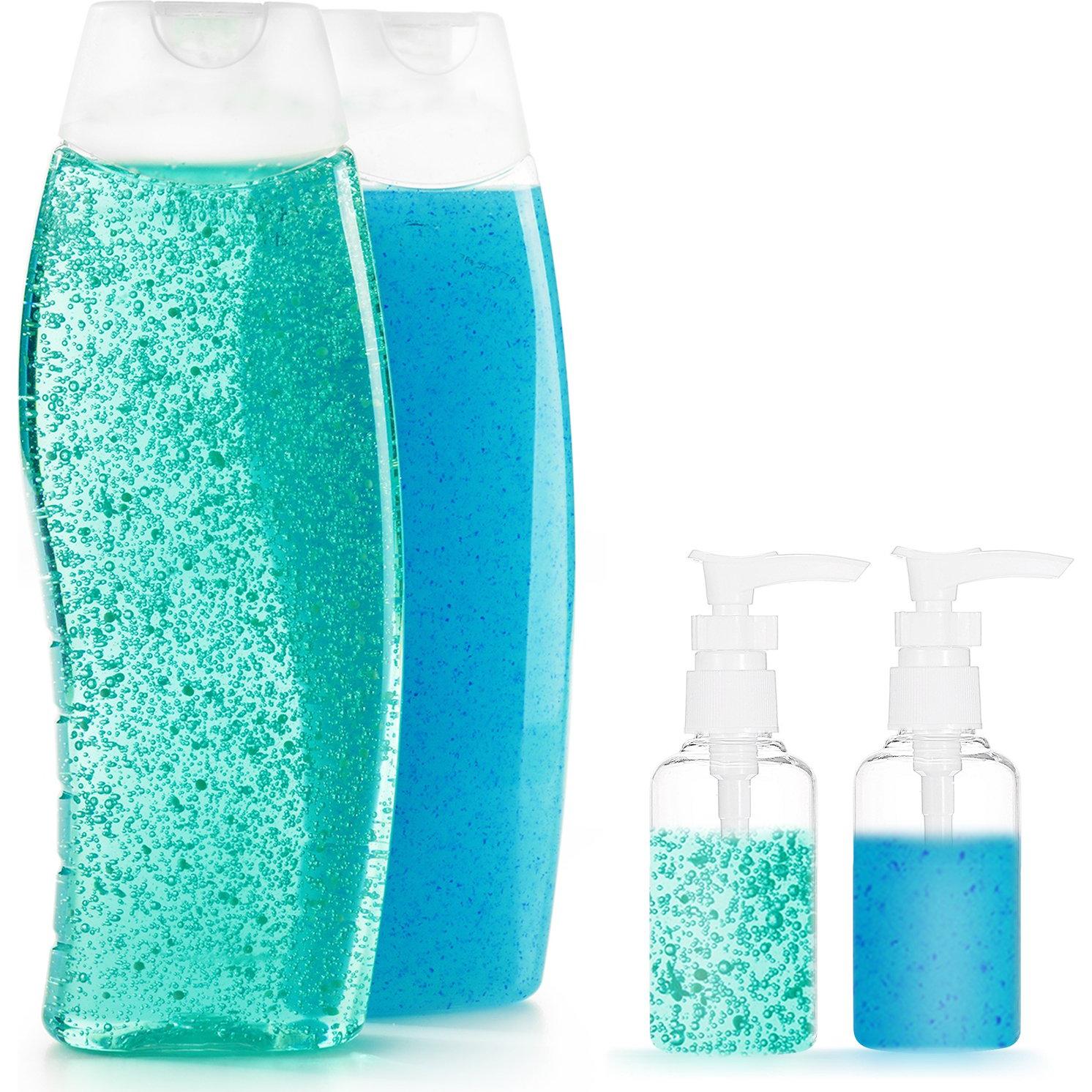 Botellas de Viaje 50 ml TecUnite - 6 Pack Transparentes con Embudo