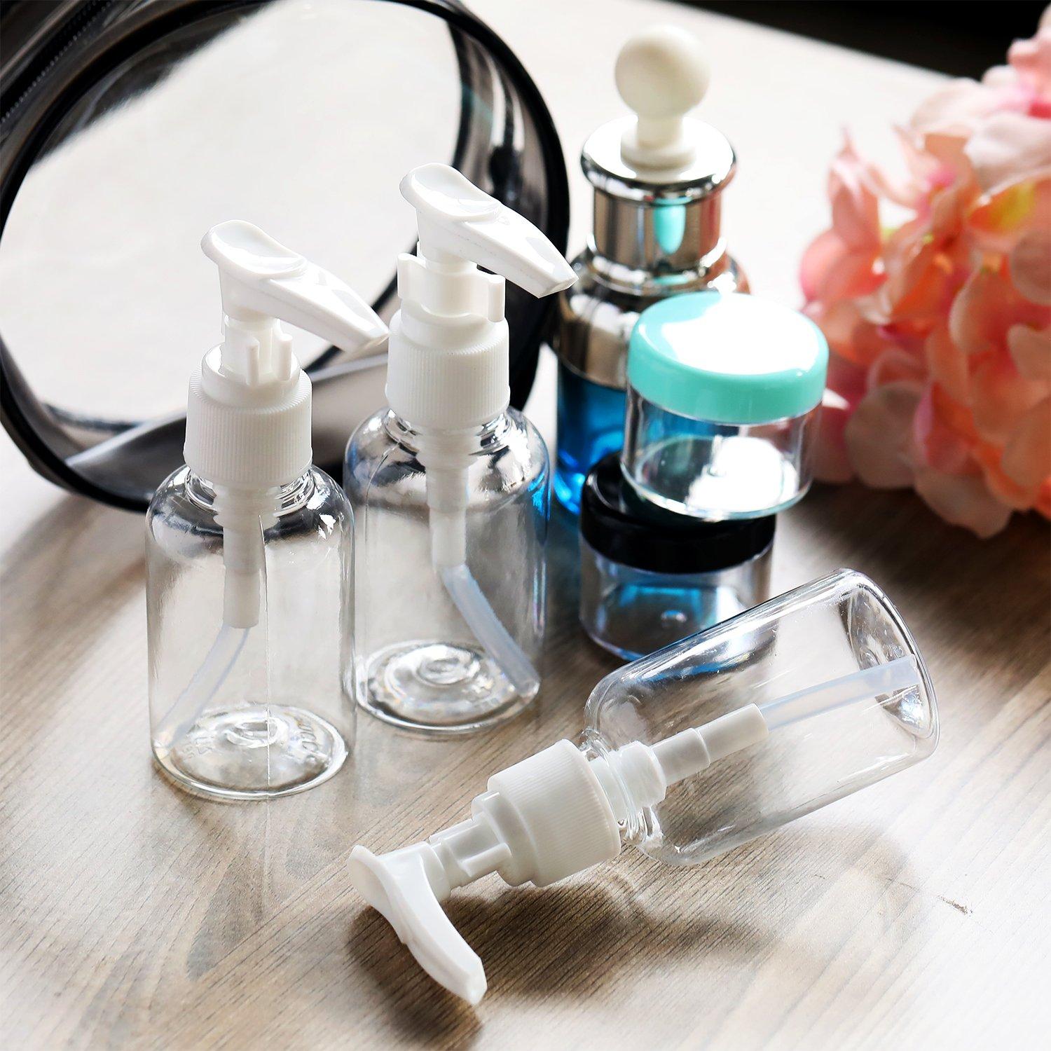 Botellas de Viaje 50 ml TecUnite - 6 Pack Transparentes con Embudo