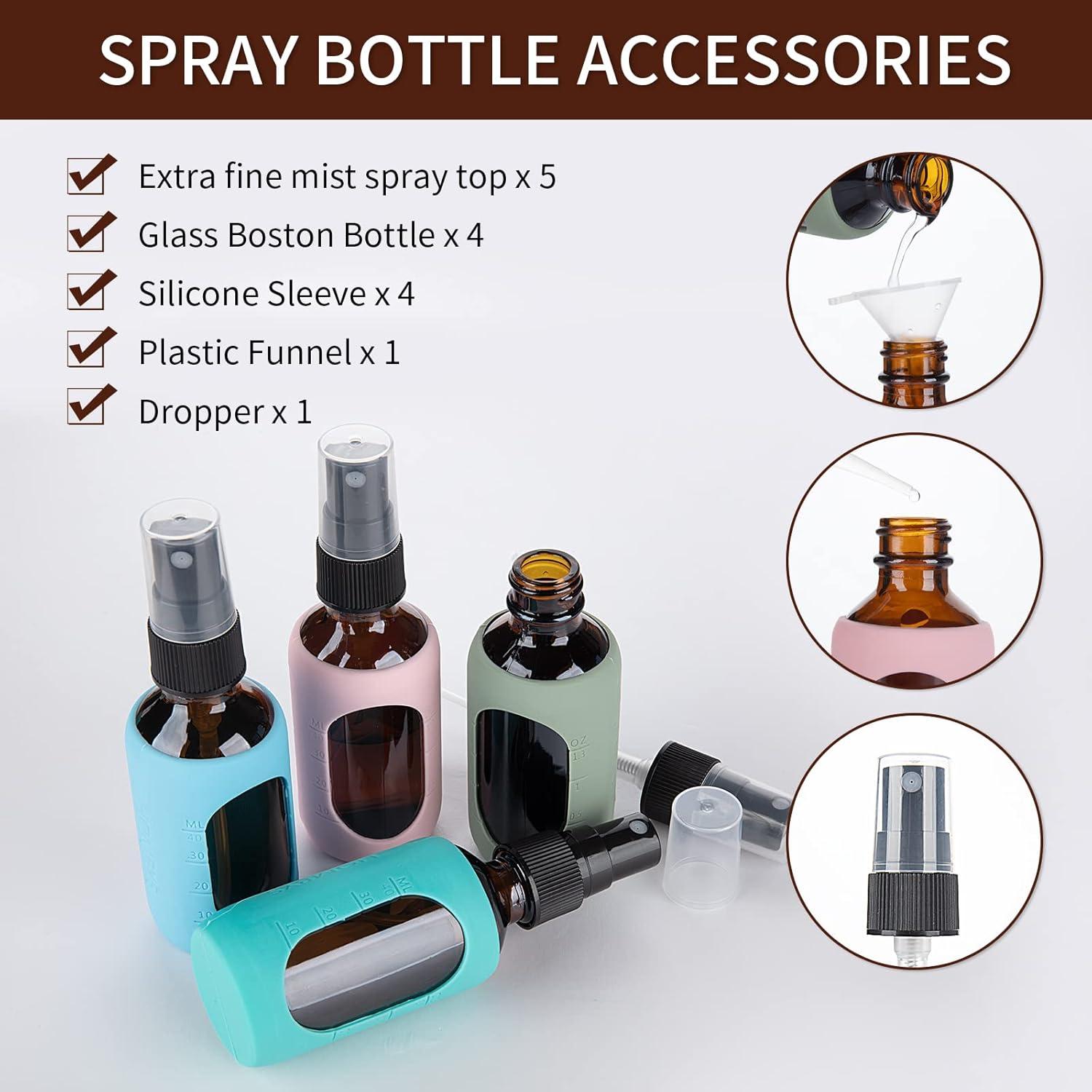 Botellas de Spray de Vidrio Ámbar HOMBYS 50ml - Paquete de 4