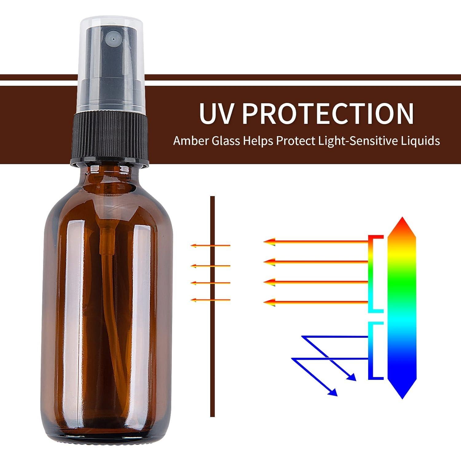 Botellas de Spray de Vidrio Ámbar HOMBYS 50ml - Paquete de 4