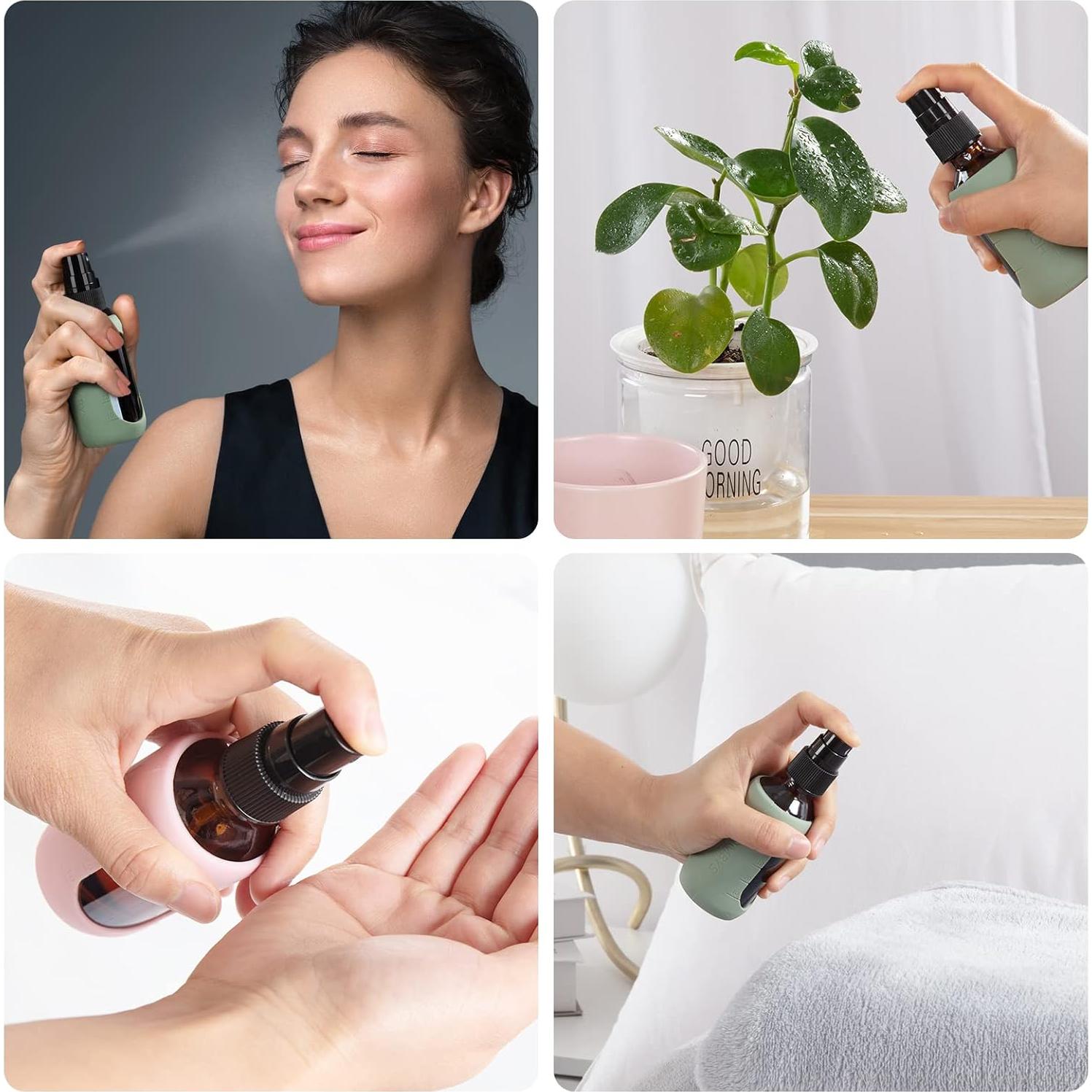 Botellas de Spray de Vidrio Ámbar HOMBYS 50ml - Paquete de 4