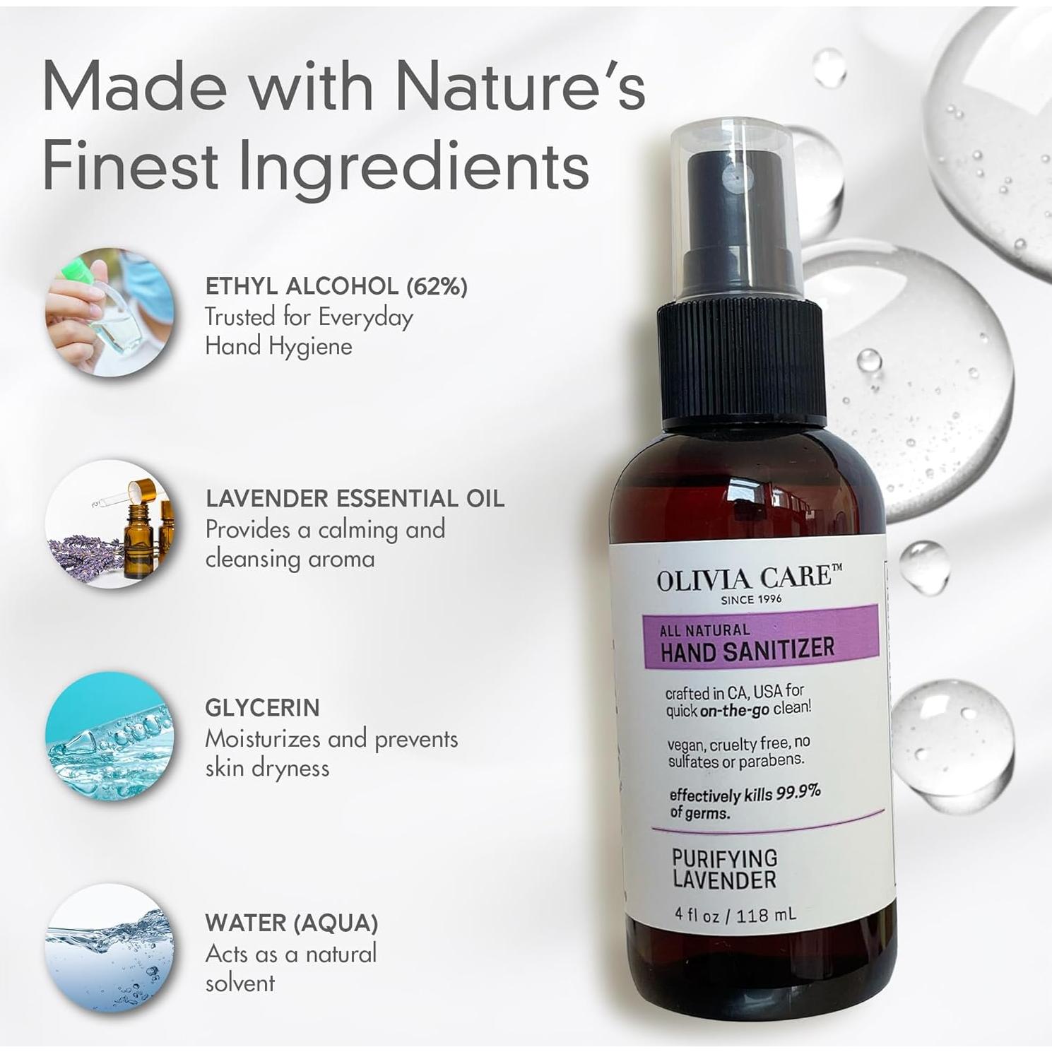 Desinfectante de Manos Olivia Care 118 ML con Aceites Esenciales