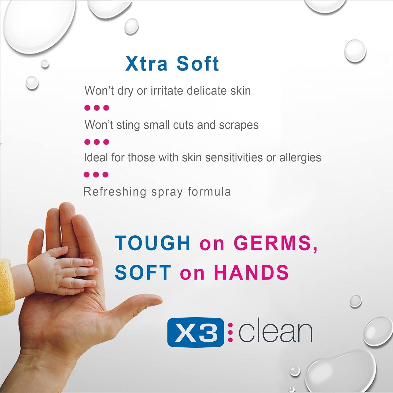 Spray Desinfectante de Manos X3 Clean 59 ml Sin Alcohol Pack 4