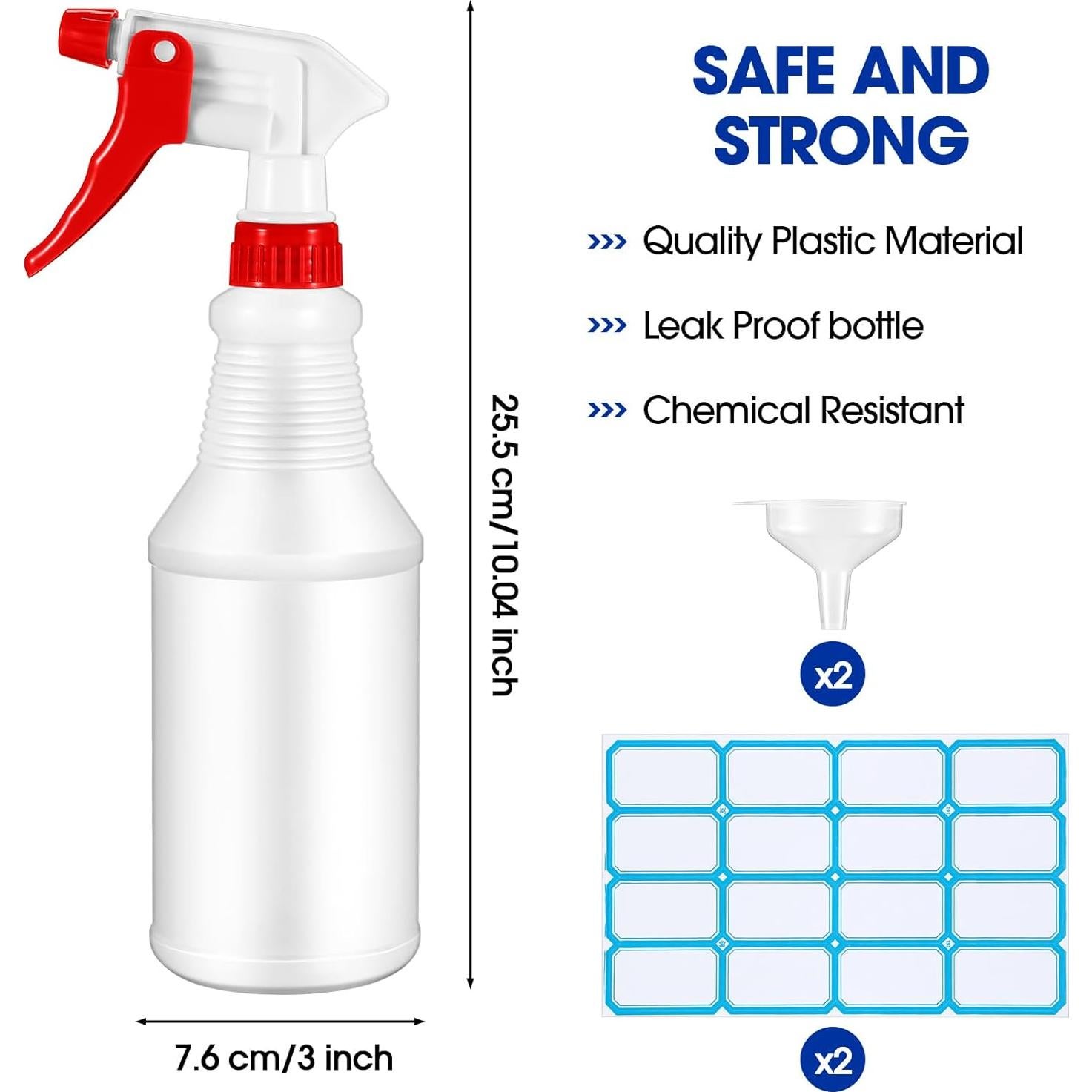 Yinder 18 Botellas Spray Vacías 480 ml Ajustables a Prueba de Fugas