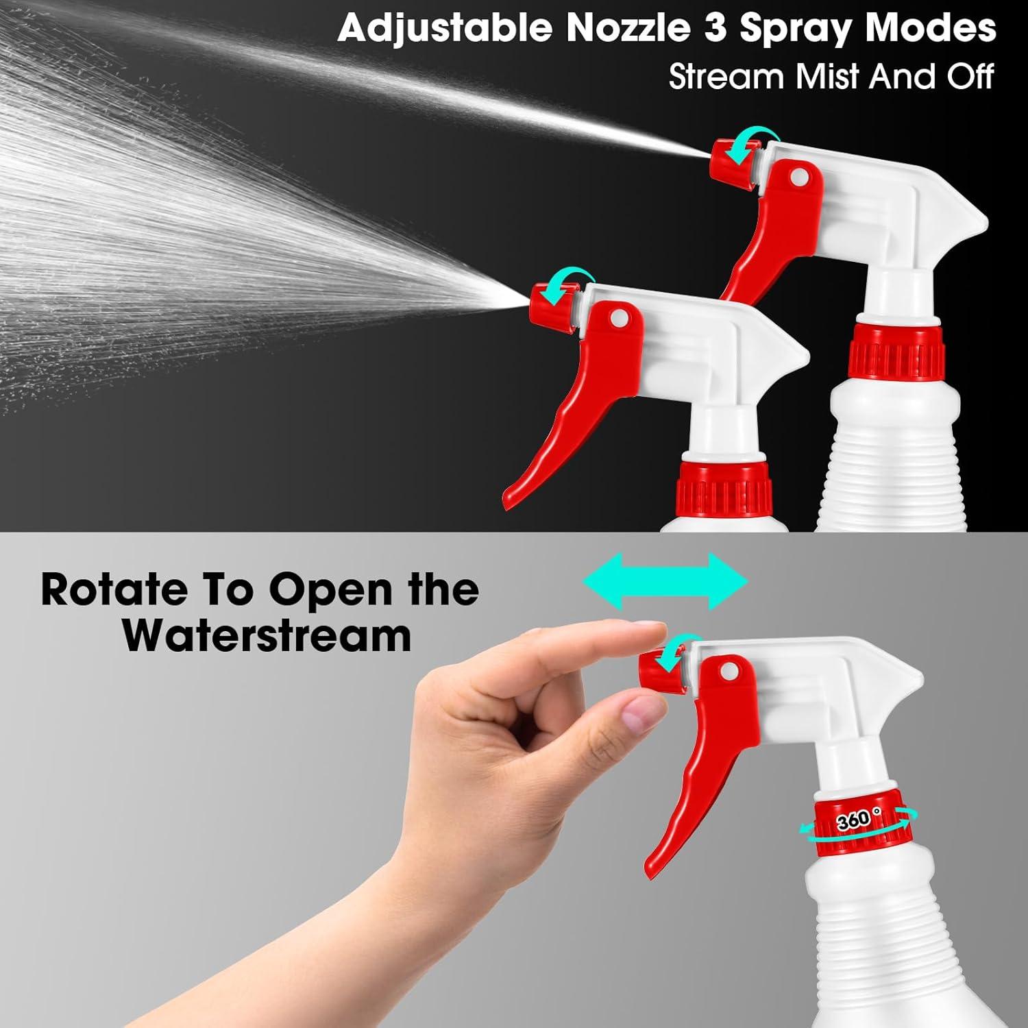 Yinder 18 Botellas Spray Vacías 480 ml Ajustables a Prueba de Fugas