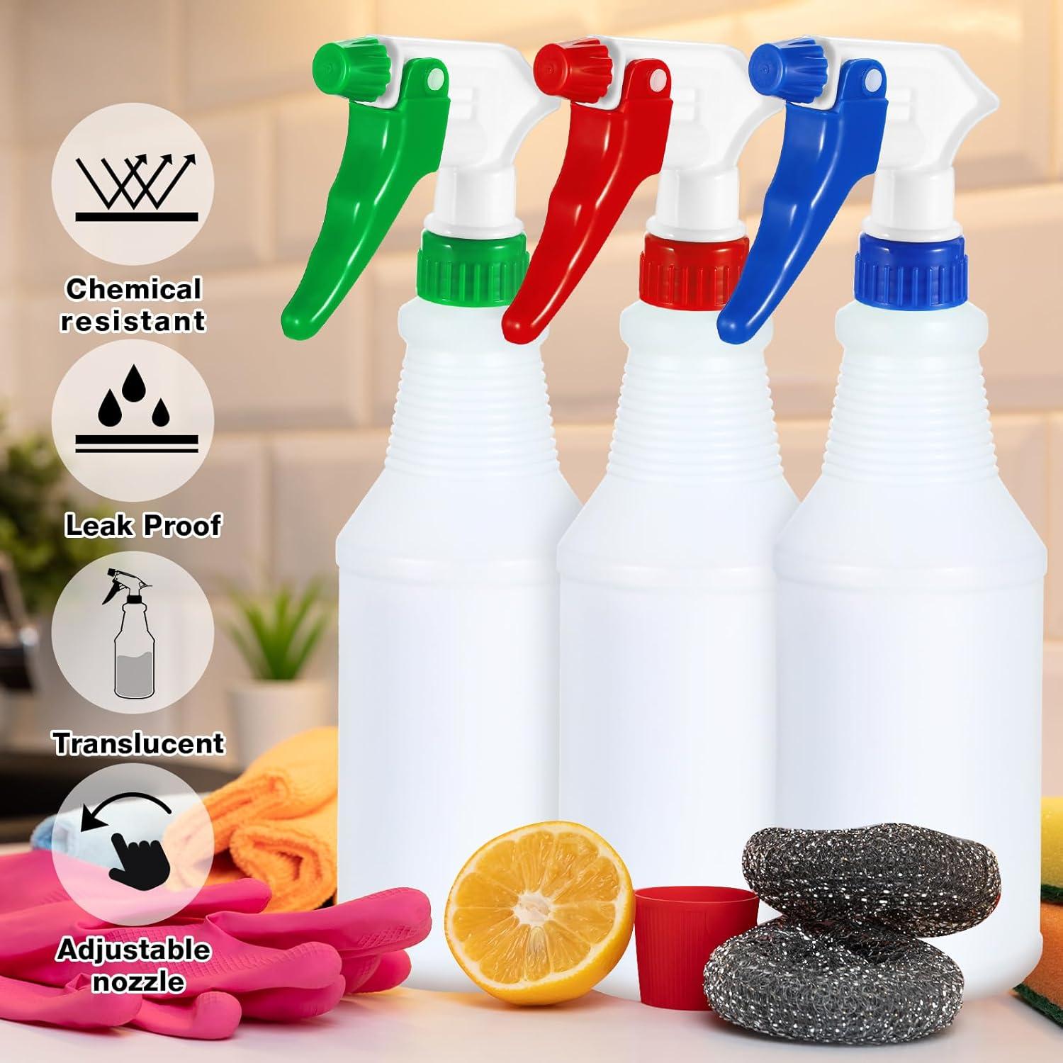 Yinder 18 Botellas Spray Vacías 480 ml Ajustables a Prueba de Fugas