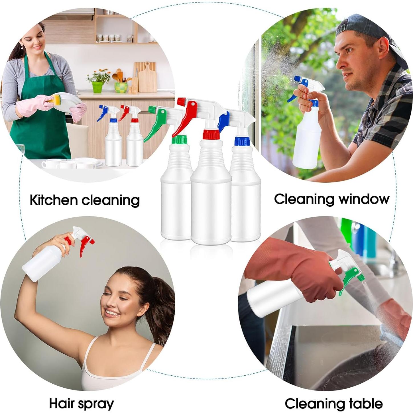 Yinder 18 Botellas Spray Vacías 480 ml Ajustables a Prueba de Fugas