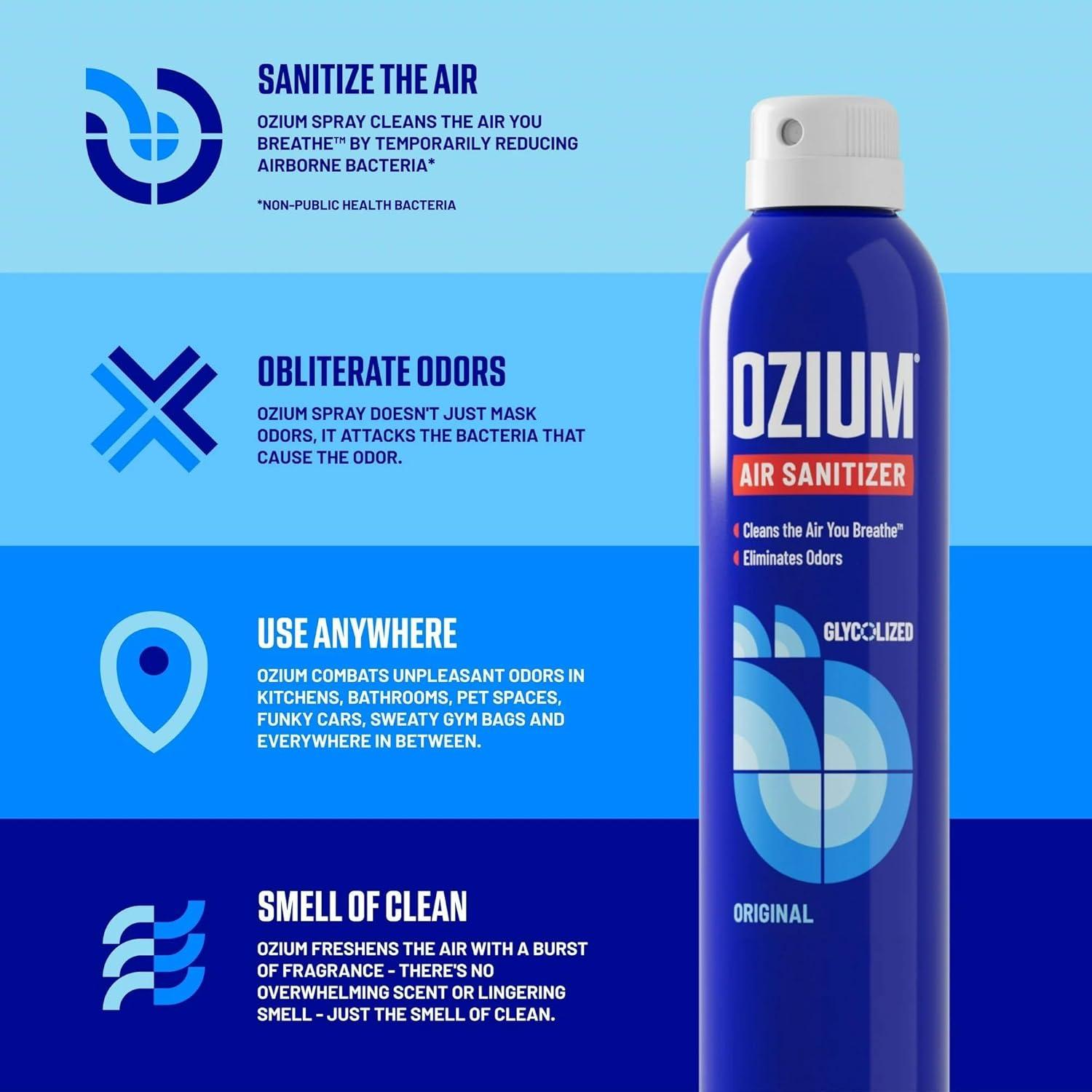 Desinfectante de Aire Ozium 8 Oz Original - Eliminador de Olores