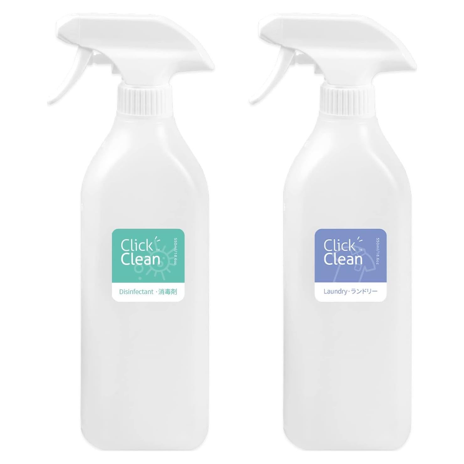 Botellas de Spray CLICK CLEAN 500 ml, Paquete de 2 con Etiquetas