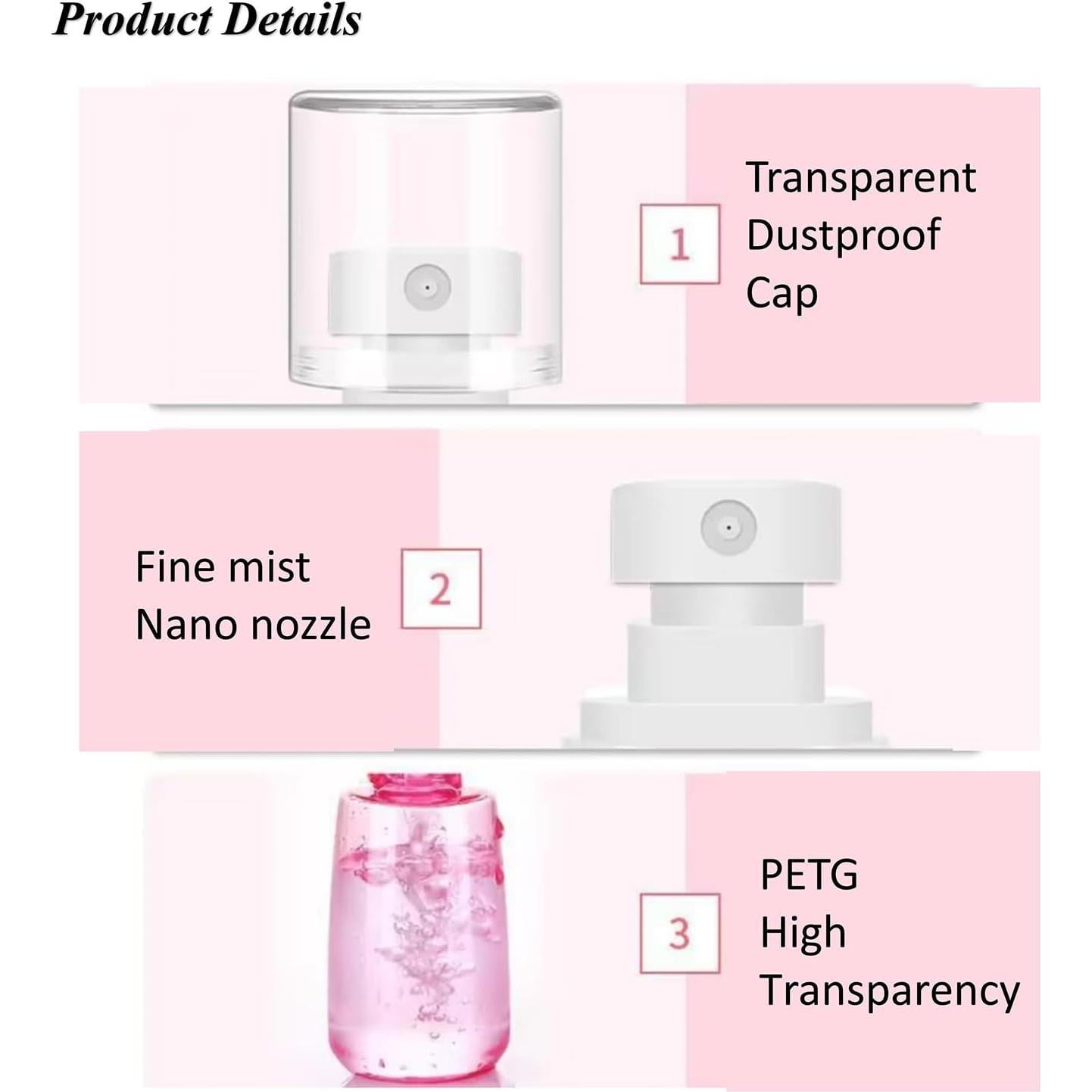 8 Botellas Spray de Viaje 60ml Doromy Rosa Reutilizables