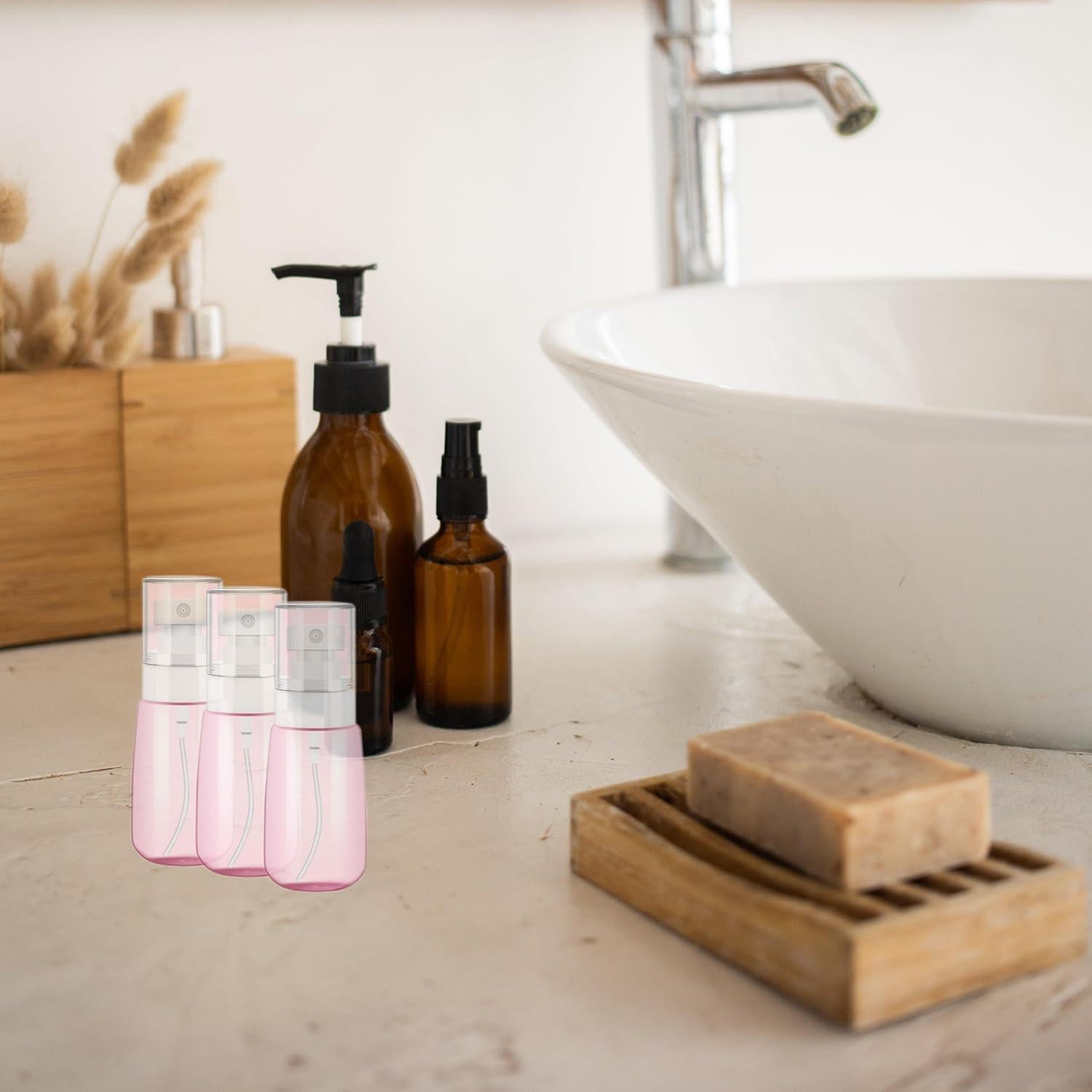 8 Botellas Spray de Viaje 60ml Doromy Rosa Reutilizables