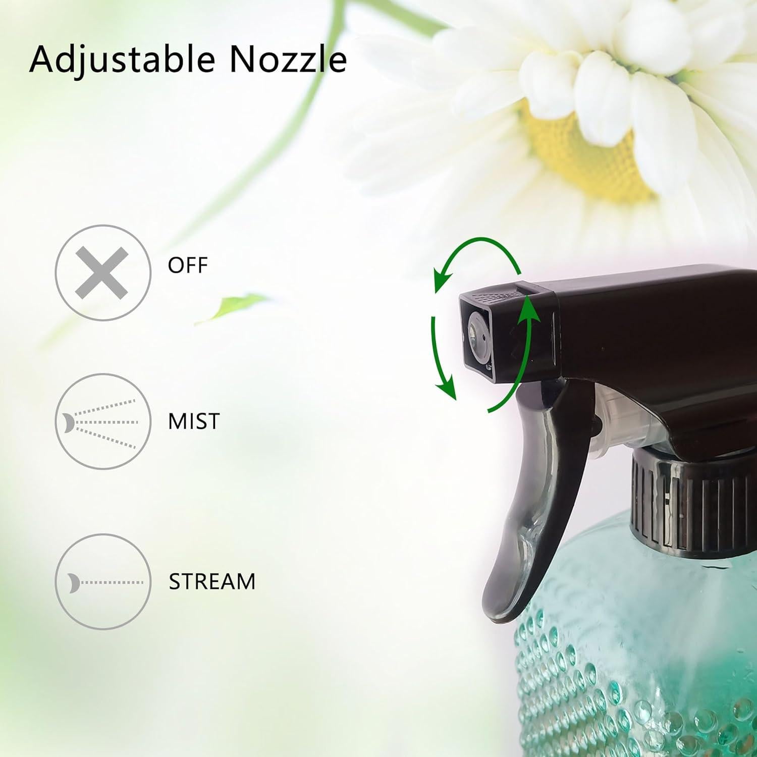 Botellas de Spray de Vidrio OEXEO 0.47L Ajustable Verde 3 PCS