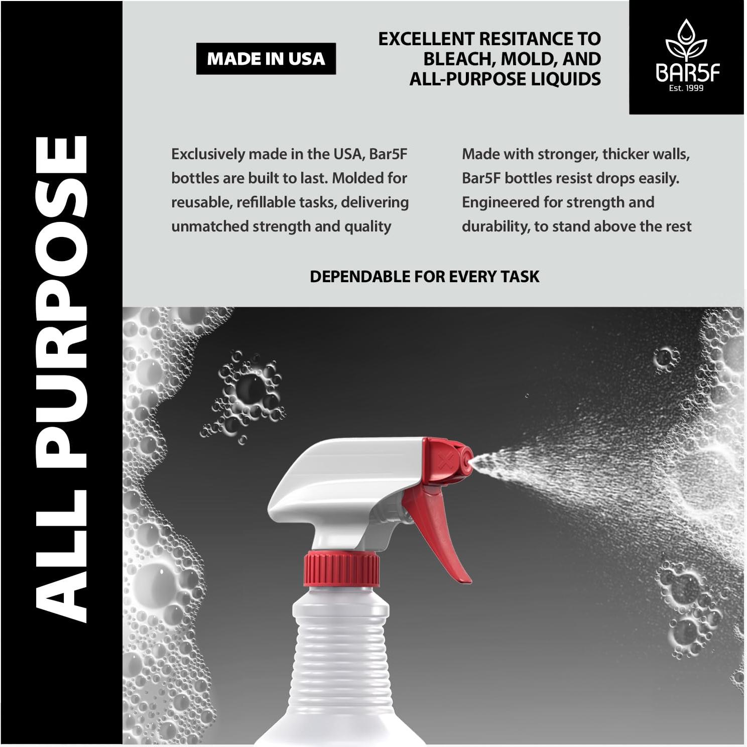 Botella de Spray 16oz Bar5F - Resistente a Químicos, Ajustable